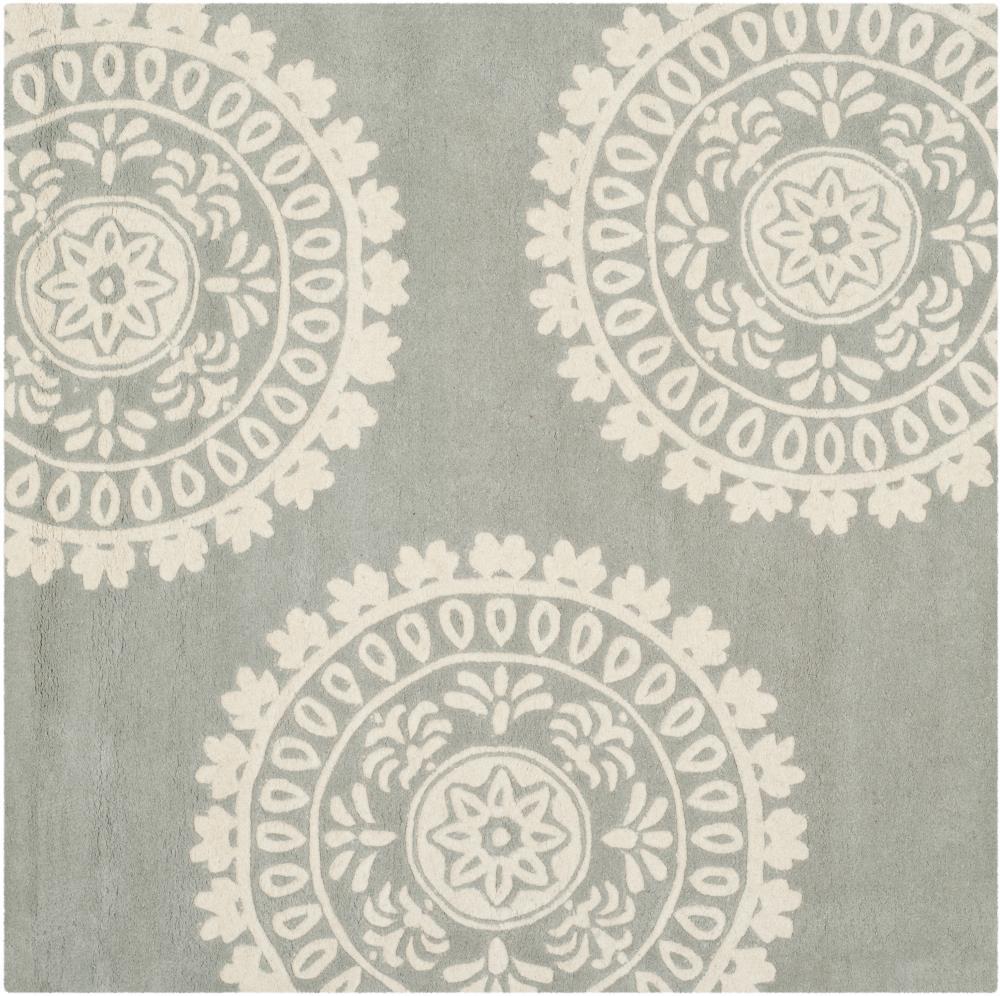 Bella BEL121 Hand Tufted Area Rug - Grey/Ivory - 7'x7' - Safavieh.