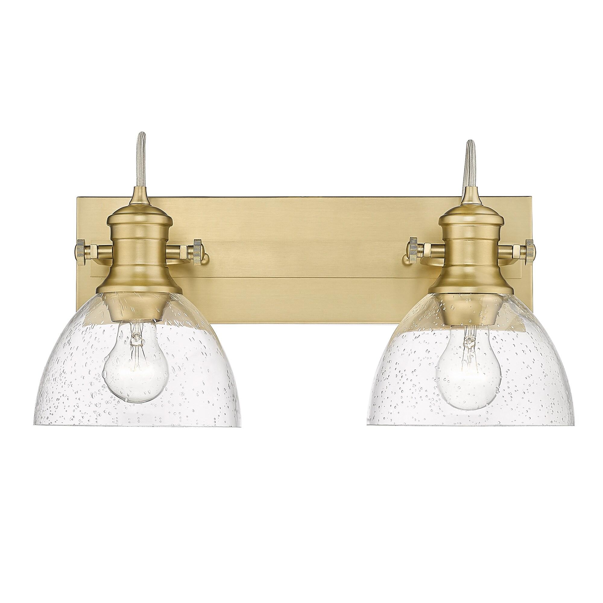 Golden Lighting Hines 2-Light Semi-flush in Brushed Champagne Bronze with Seeded Glass
