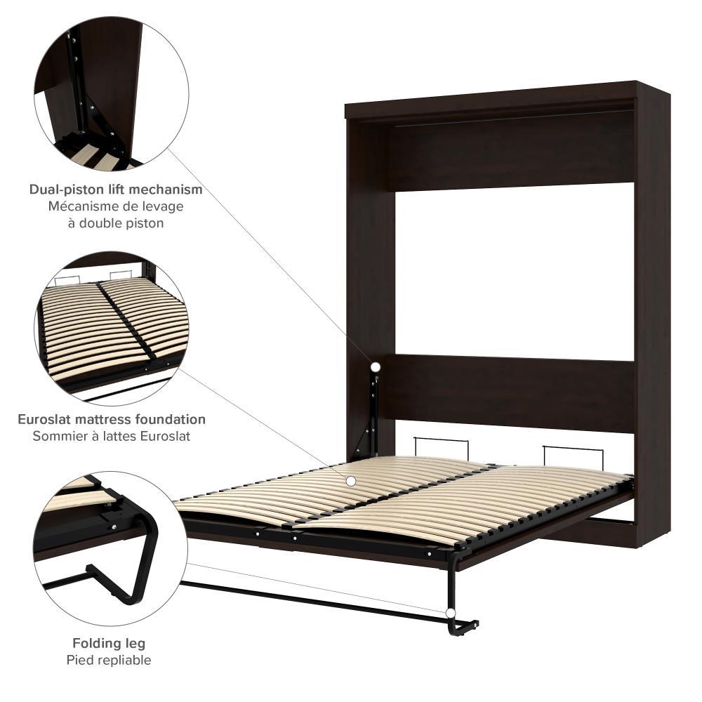 Contemporary Chocolate Brown Queen Murphy Bed Frame with Slats