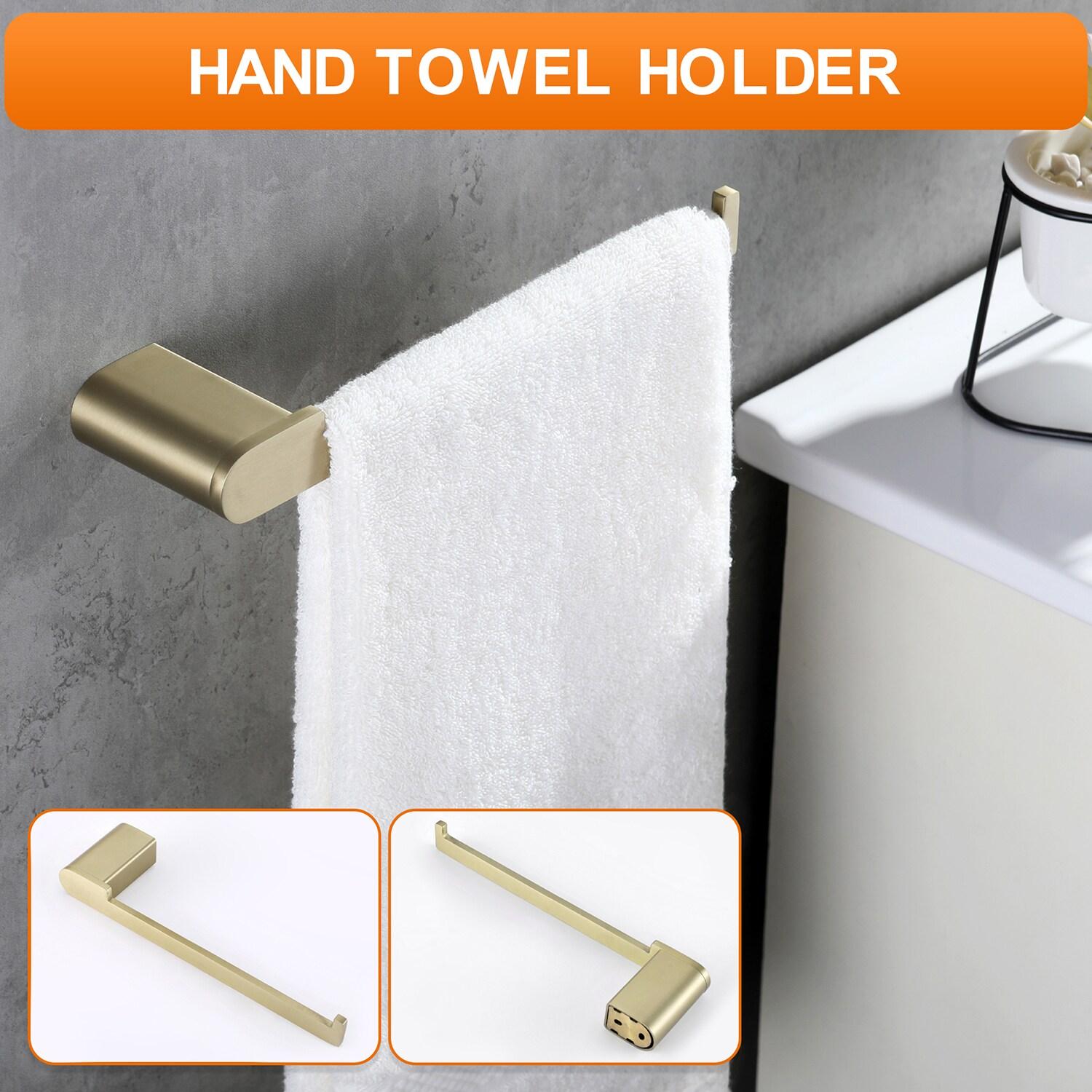 Cobbe Bathroom Hardware 4-Piece Set, Brushed Gold Bathroom Accessories Set with Towel Rack, Hand Towel Bar, Towel Hook, Toilet Paper Holder