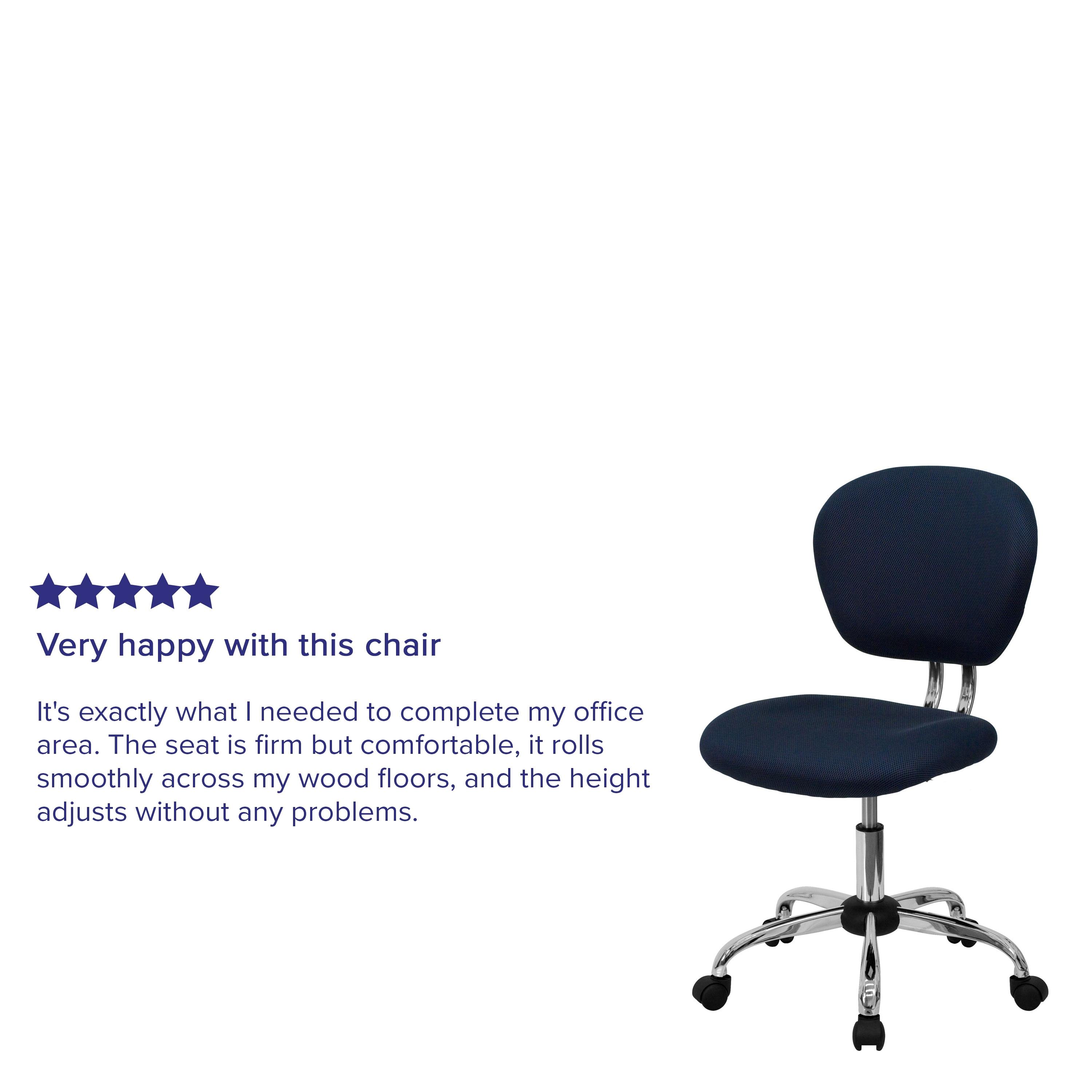 Flash Furniture Mid-Back Navy Mesh Padded Swivel Task Office Chair with Chrome Base