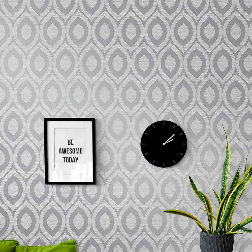 Crown Rimini Grey Geometric Unpasted Paper Wallpaper, 20.5-in by 33-ft, 56.4 sq. ft.