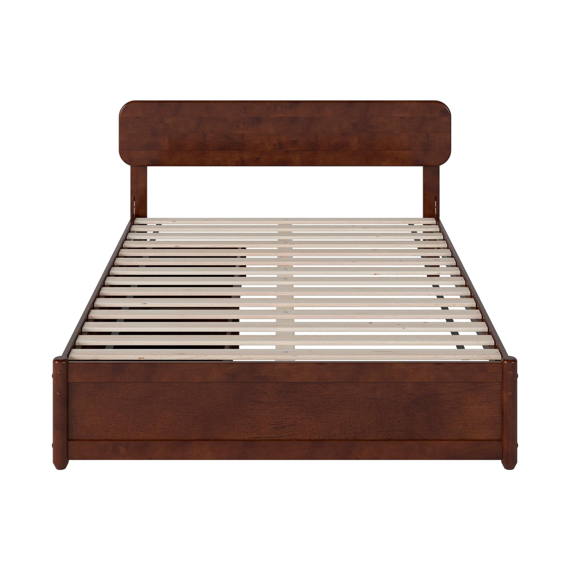 AFI Capri Full Solid Wood Platform Bed with Panel Footboard and Storage Drawers, Walnut