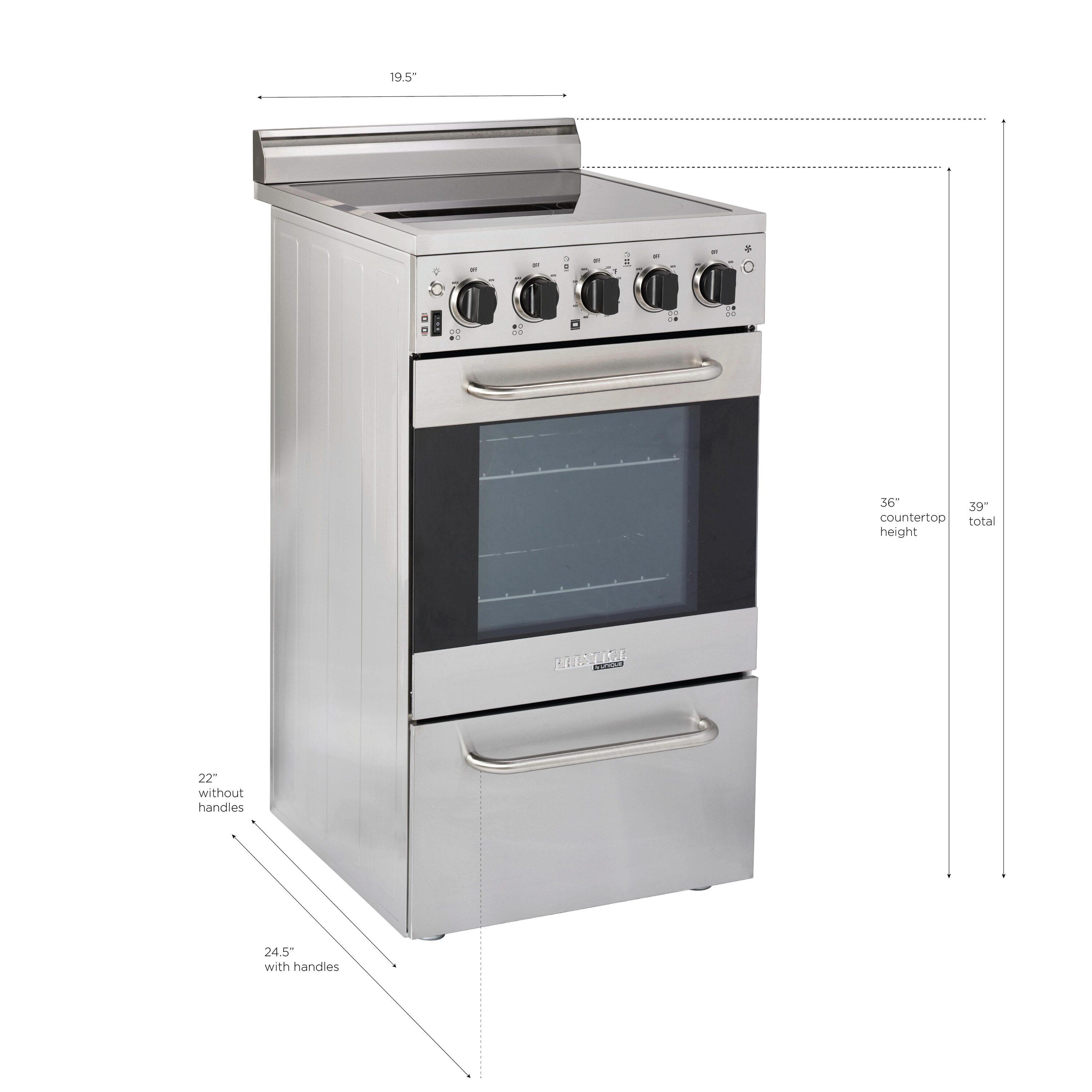 Prestige 19.5" 4 element 1.6 cu. ft. Freestanding Electric Glass Top Range with Convection Oven