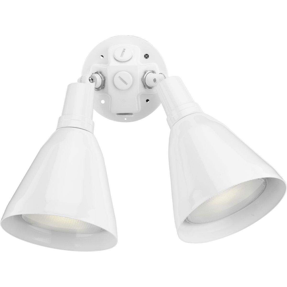 Progress Lighting Par 2-Light Outdoor Wall Light, White, Aluminum, Antique Bronze, Adjustable Swivel Heads, Shade Included