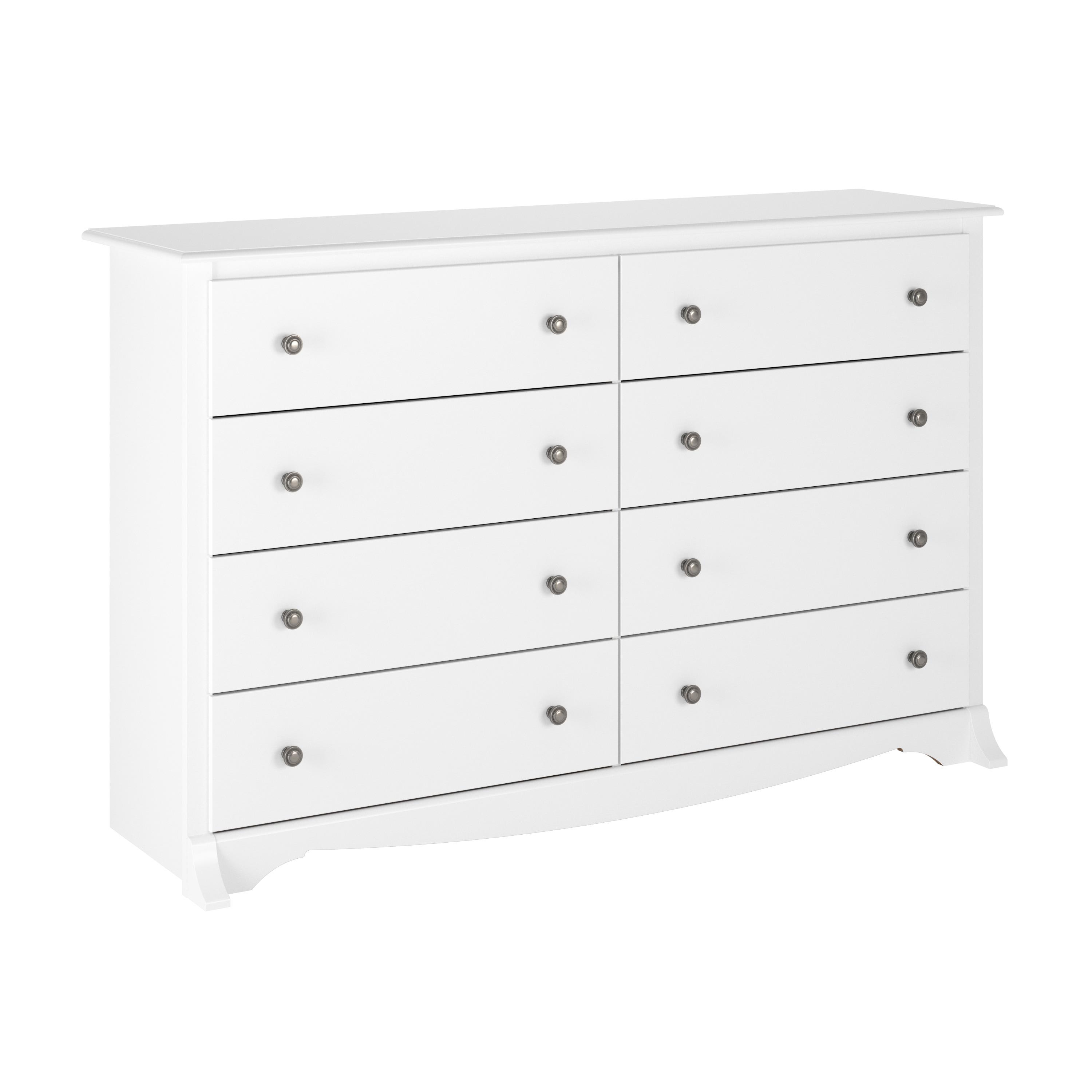 Sonoma 8 Drawer Dresser White - Prepac: Laminated Composite Wood, Metal Glides, Safety Stops