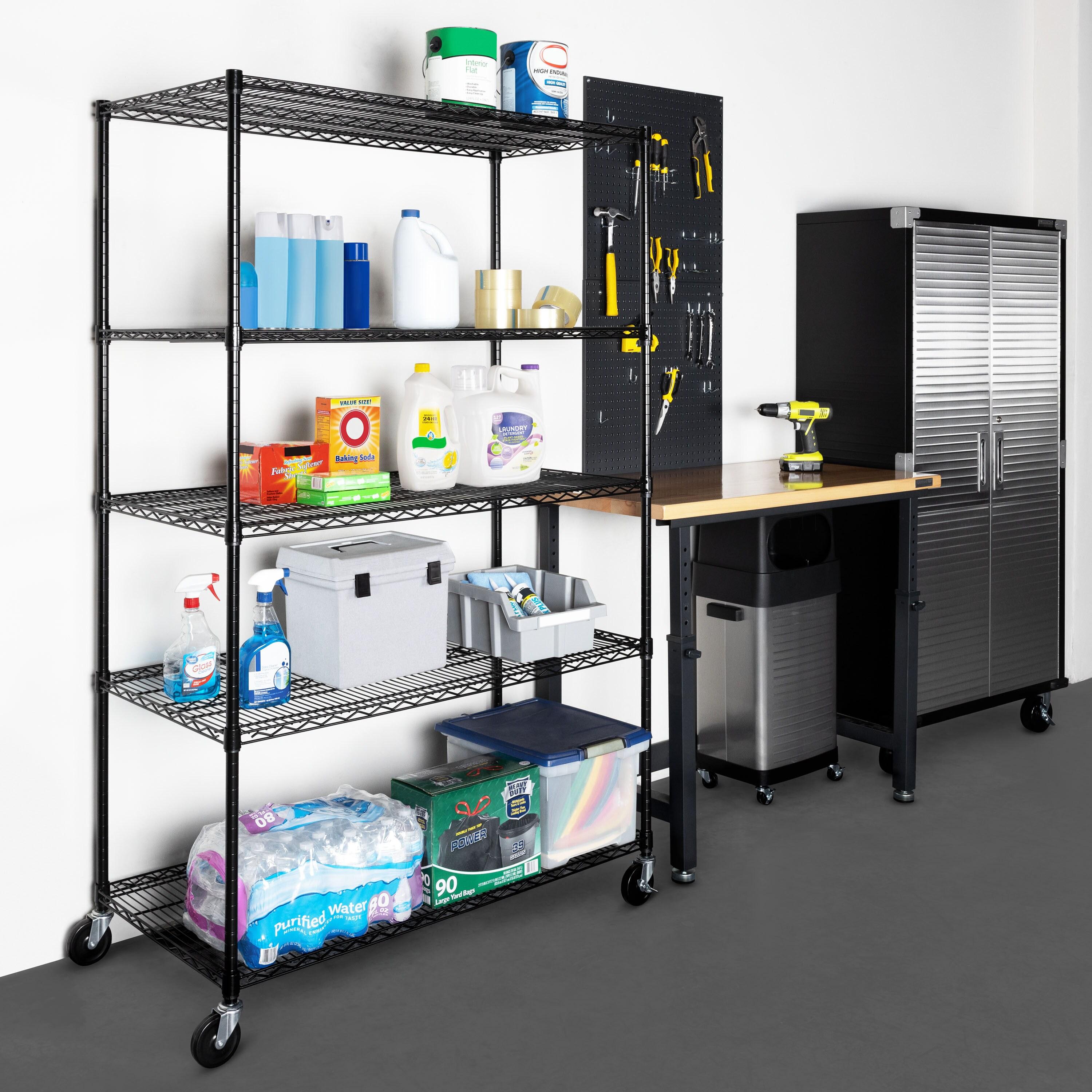UltraDurable 24" D 5-Tier NSF-Certified Steel Shelving with Wheels