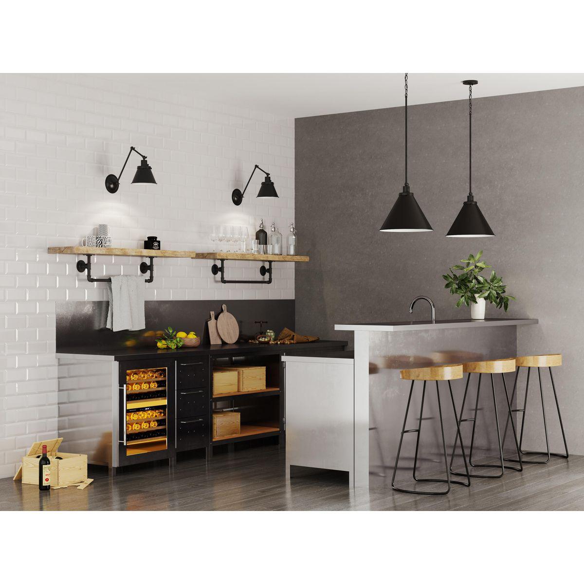 Progress Lighting Hinton 1-Light Pendant, Matte Black, Cone Shade