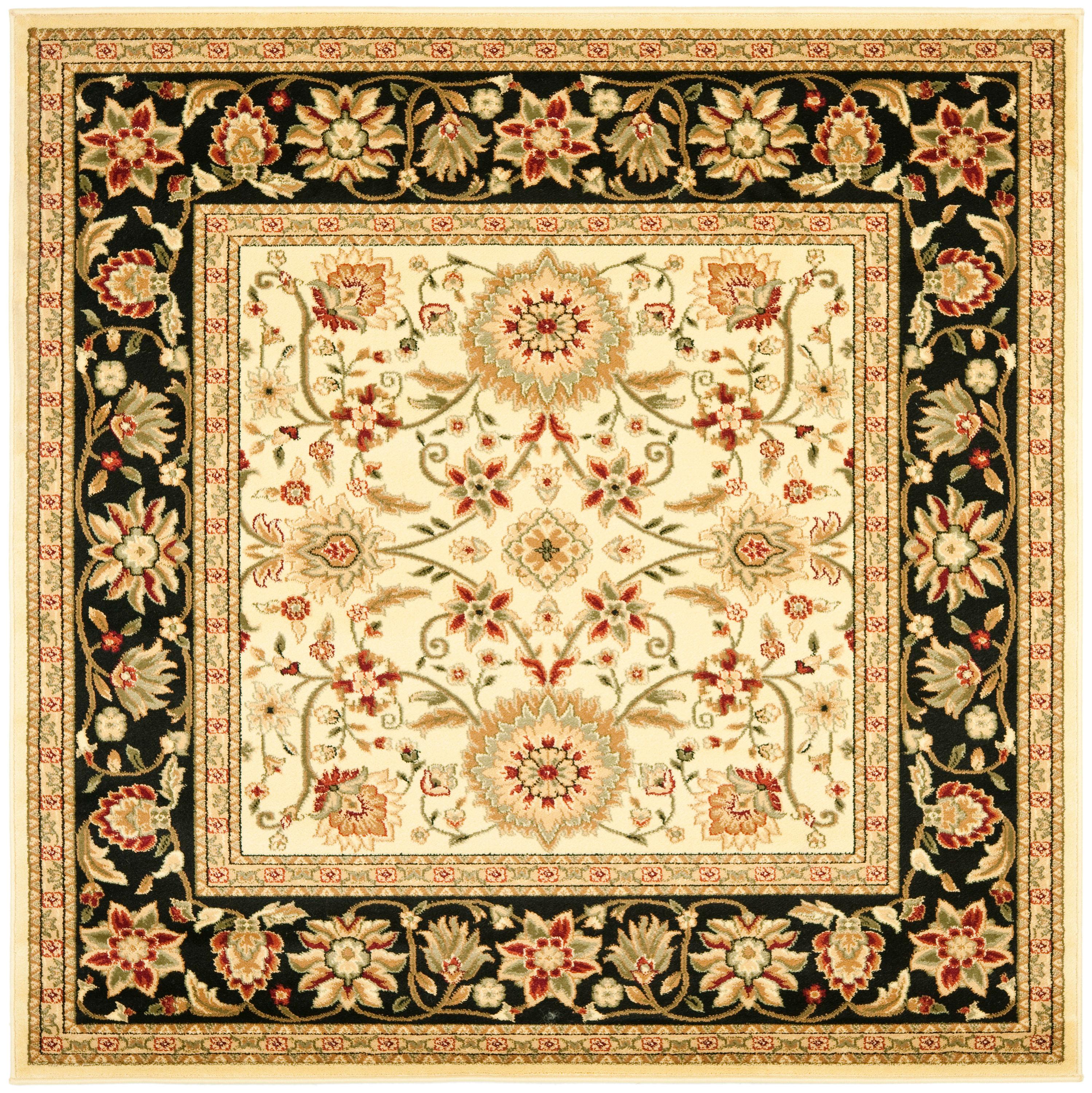 Lyndhurst LNH212 Power Loomed Area Rug - Ivory/Black - 8'x8' - Safavieh