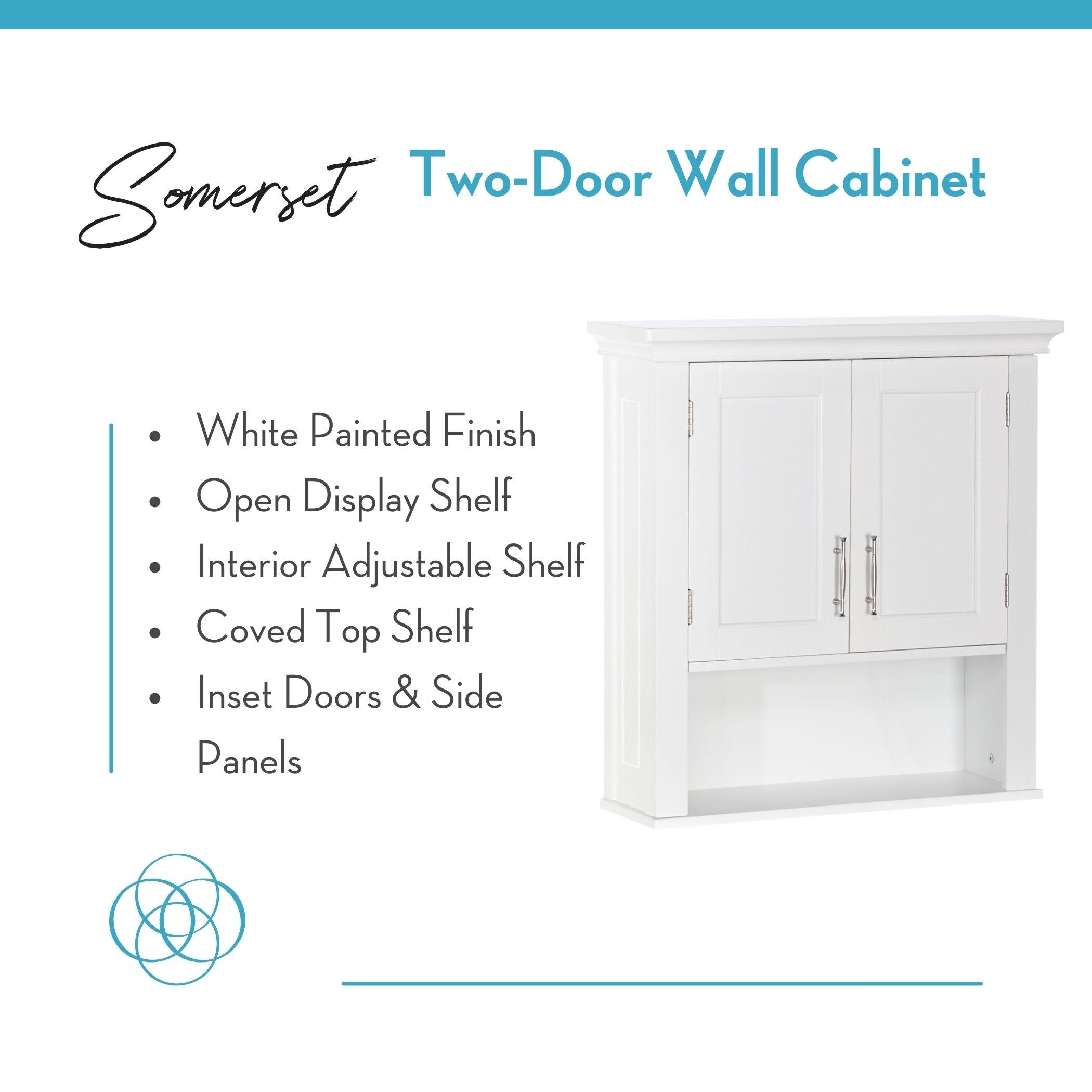 RiverRidge Home RiverRidge Somerset Two-Door Bathroom and Laundry Wall Mount Storage Medicine Cabinet with Open and Adjustable Shelf