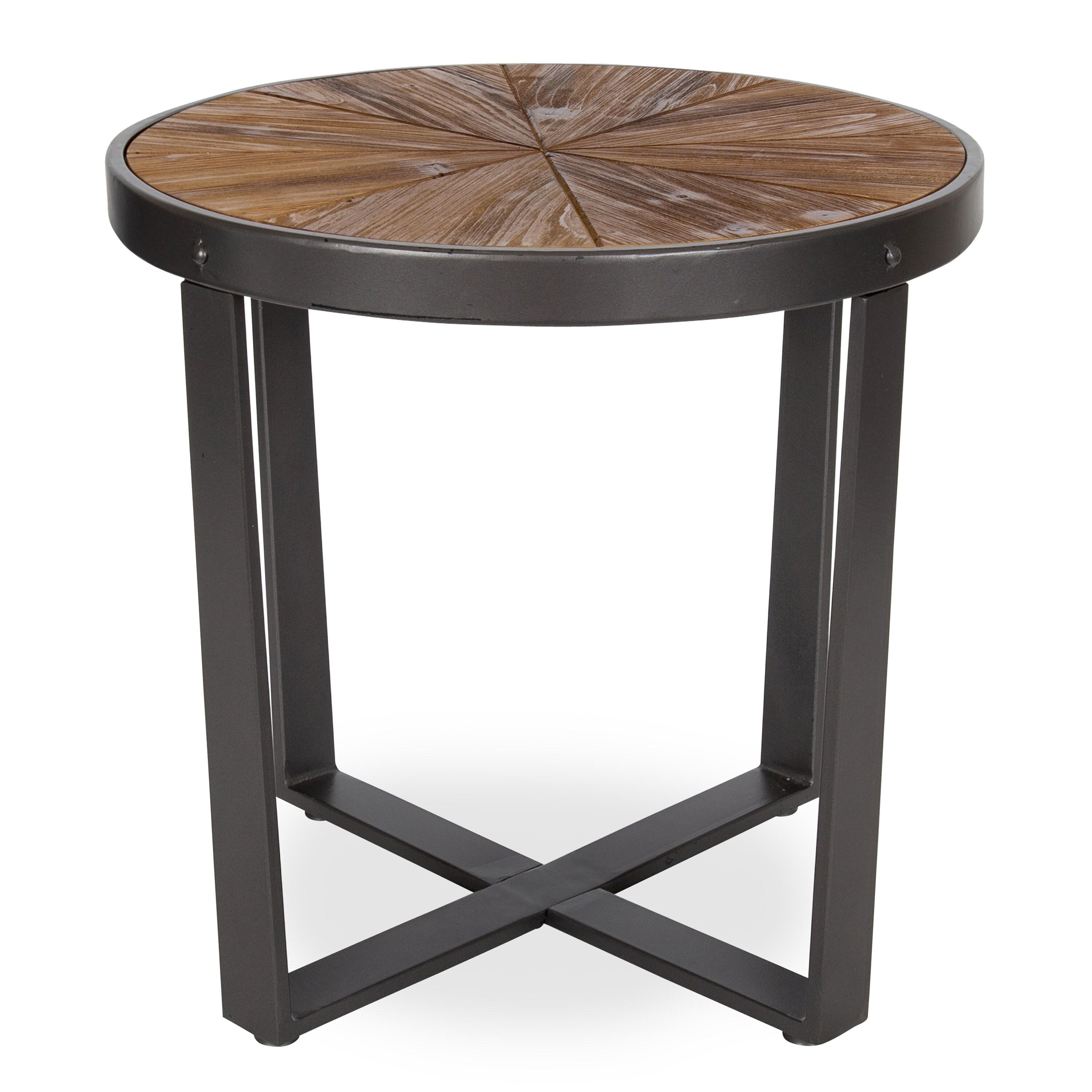 Kate and Laurel Gerhardt Round Metal Side Table, 20x20x18.5, Brown and Gray