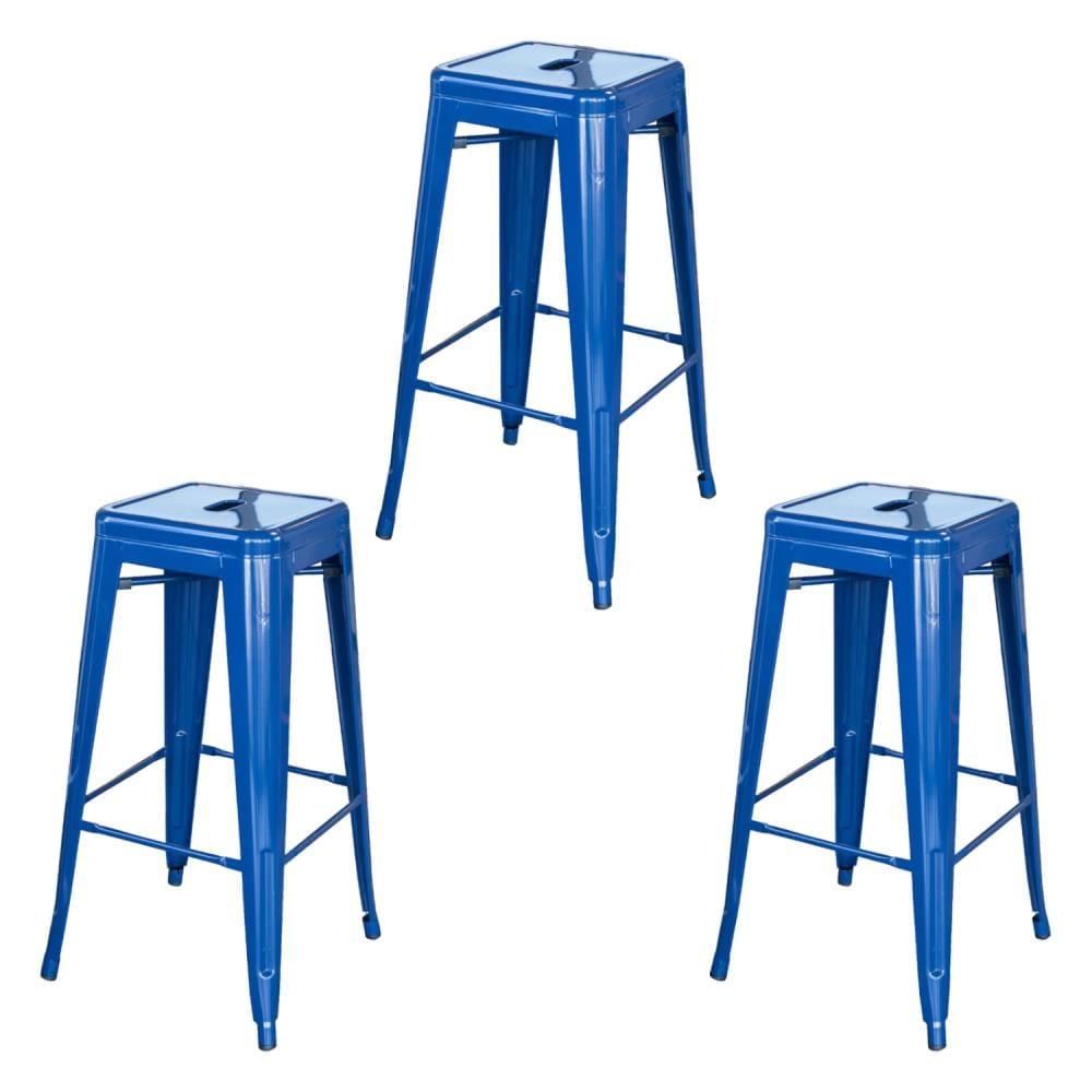 Loft Series Contemporary 30" Blue Metal Stackable Bar Stool