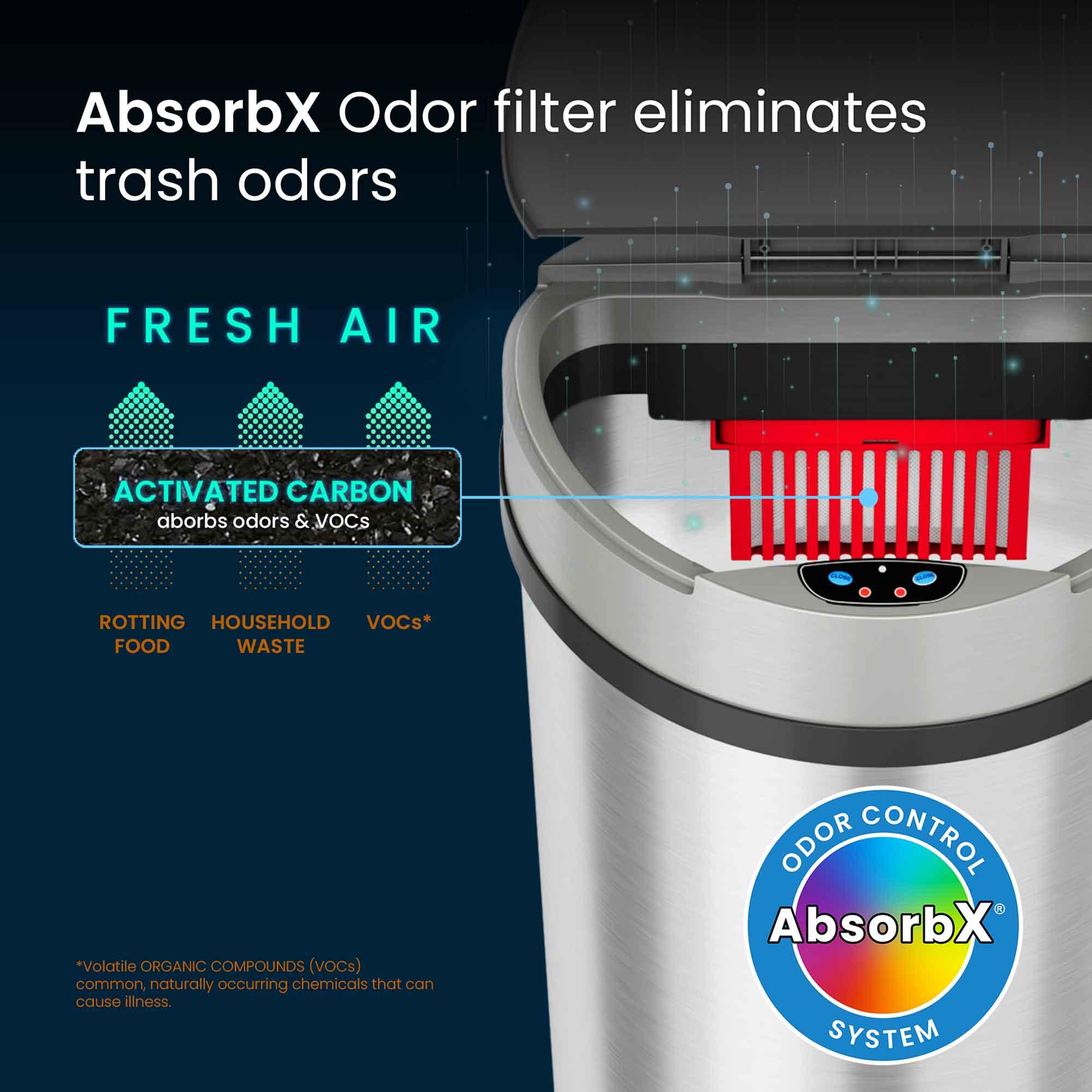 iTouchless Sensor Kitchen Trash Can with AbsorbX Odor Filter 13 Gallon Silver Stainless Steel