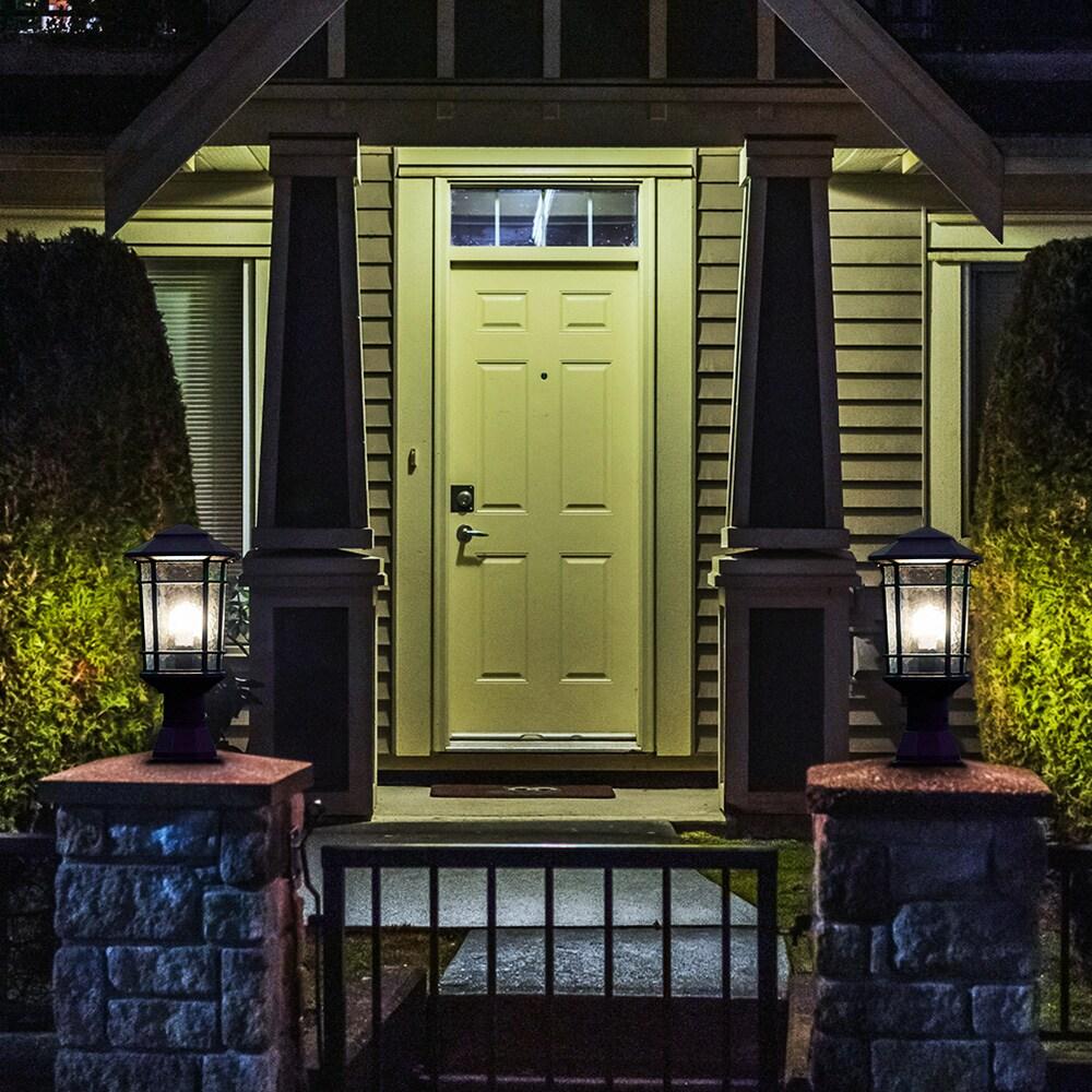 KODA Williams 18.6-in Black Craftsman Outdoor Pier mount with Dusk-to Dawn Sensor Photocell Sensor