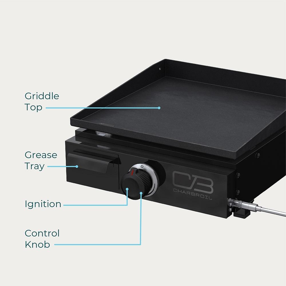 Charbroil Performance Series 17" Portable Flat Top Gas Griddle, Black