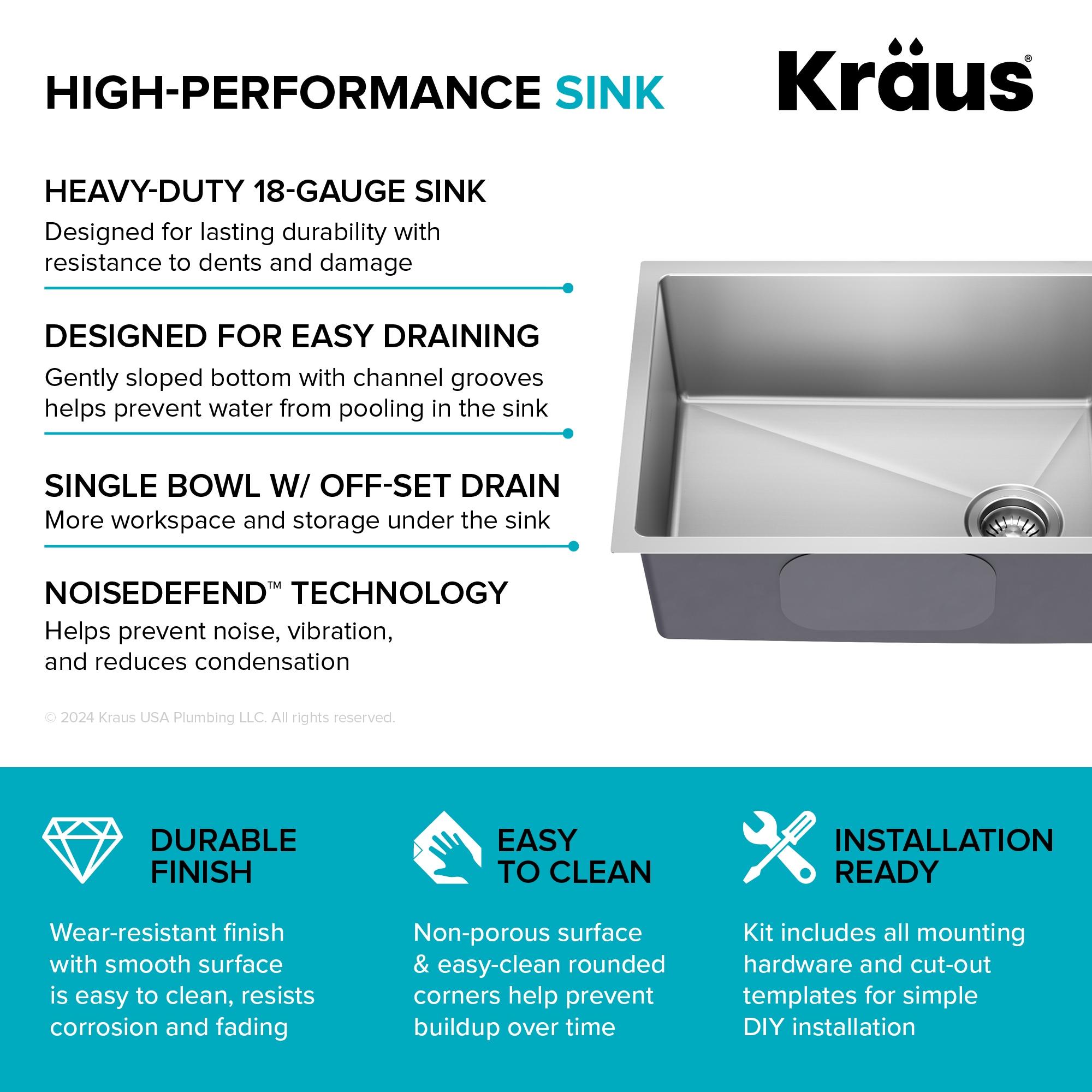 KRAUS Fairlane Undermount 18-Gauge Stainless Steel Kitchen Sink