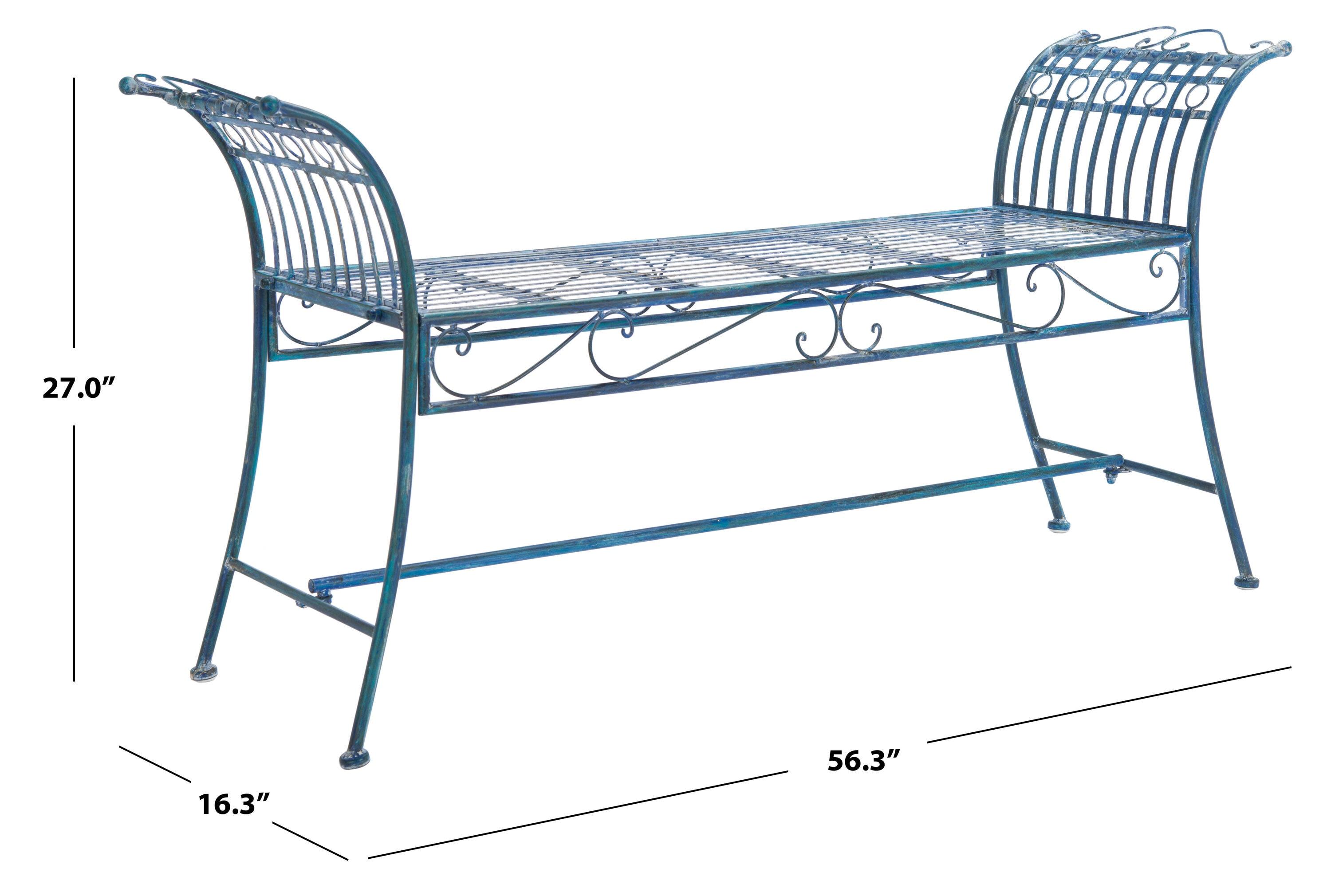 Hadley Bench - Outdoor - PAT5002 - Mossy Blue - Safavieh