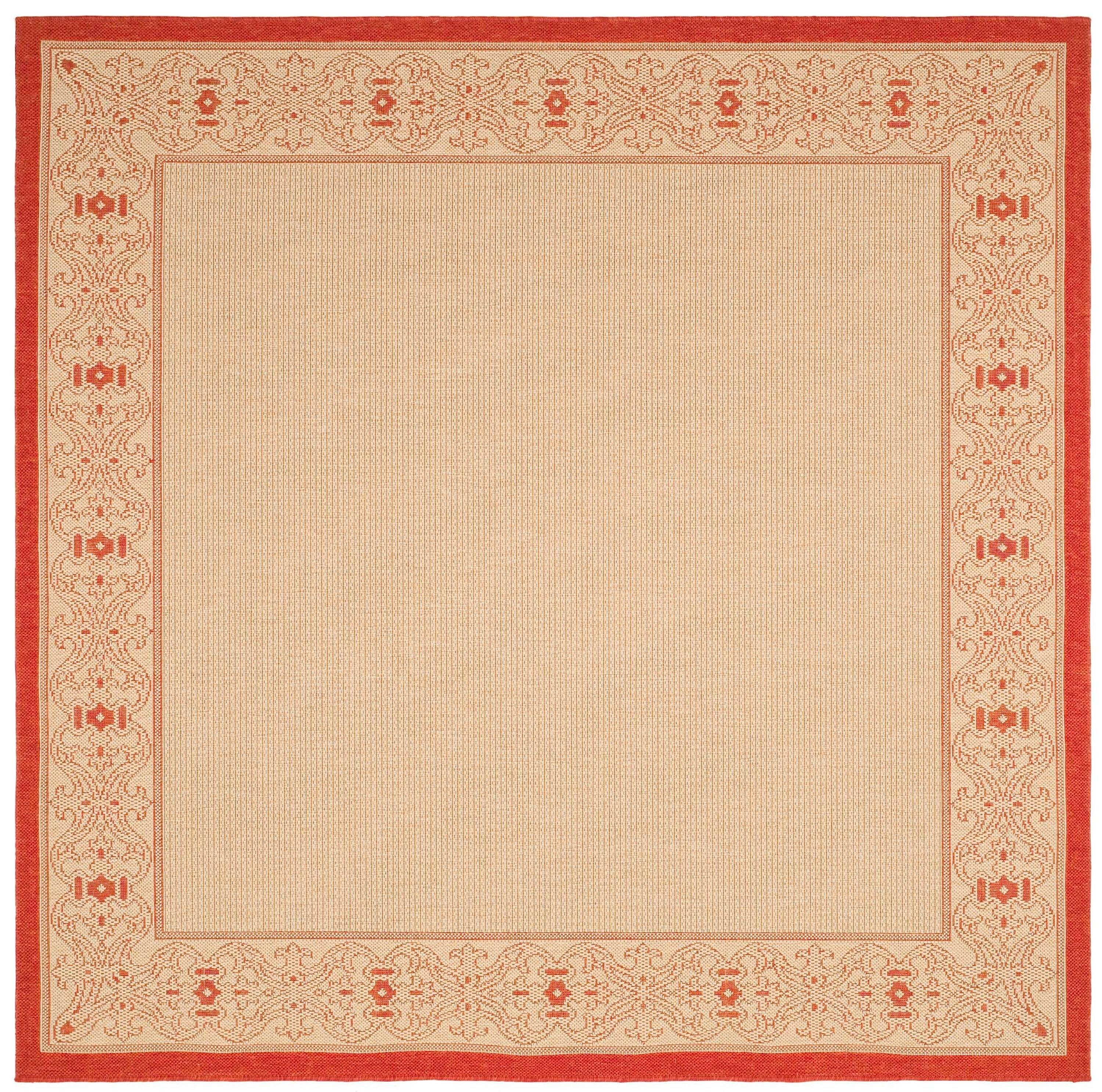 Courtyard CY2099 Power Loomed Indoor/Outdoor Area Rug - Natural/Red - 6'7"x6'7" - Safavieh.