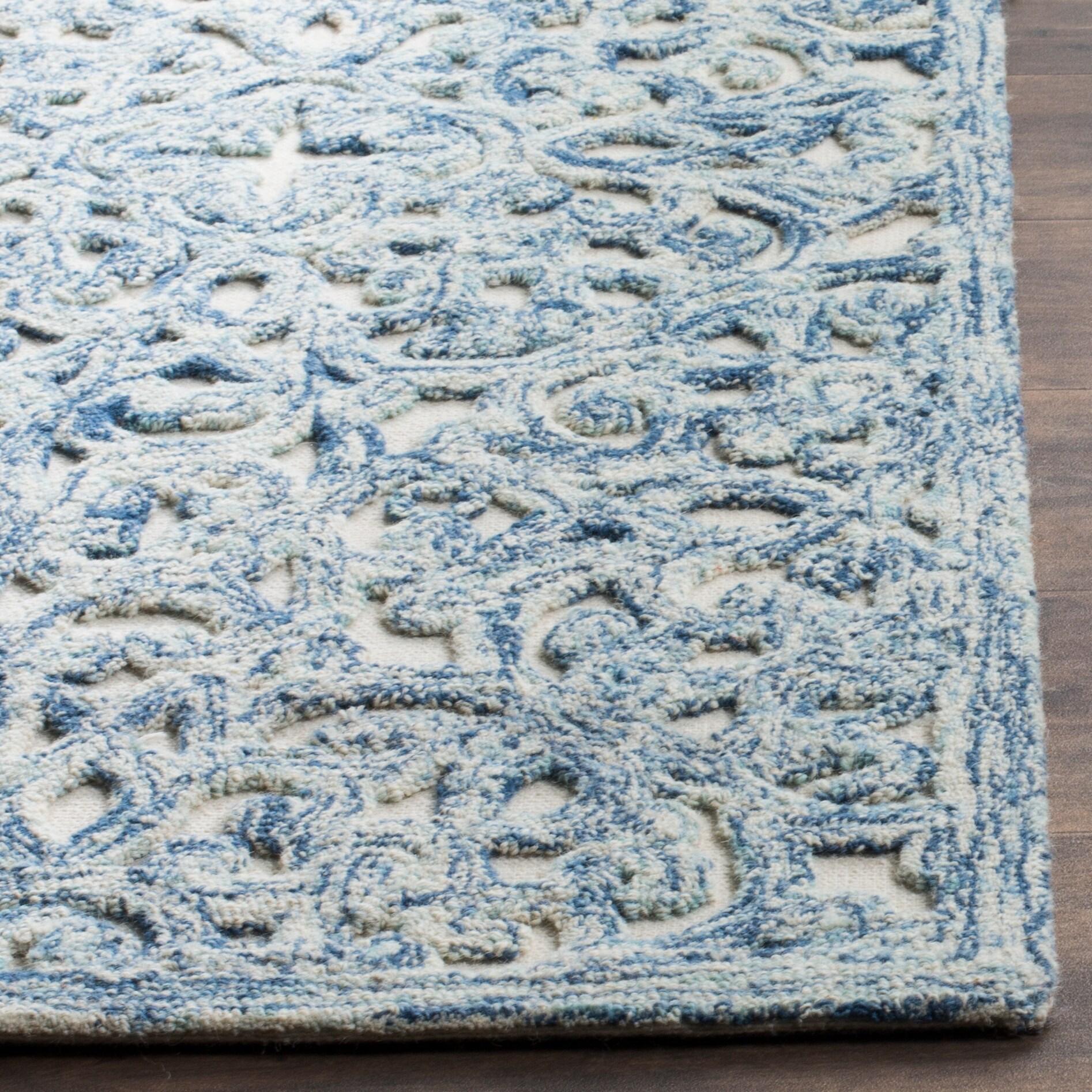 Trace TRC103 Hand Tufted Indoor Area Rug - Blue/Ivory - 5'x8' - Safavieh.