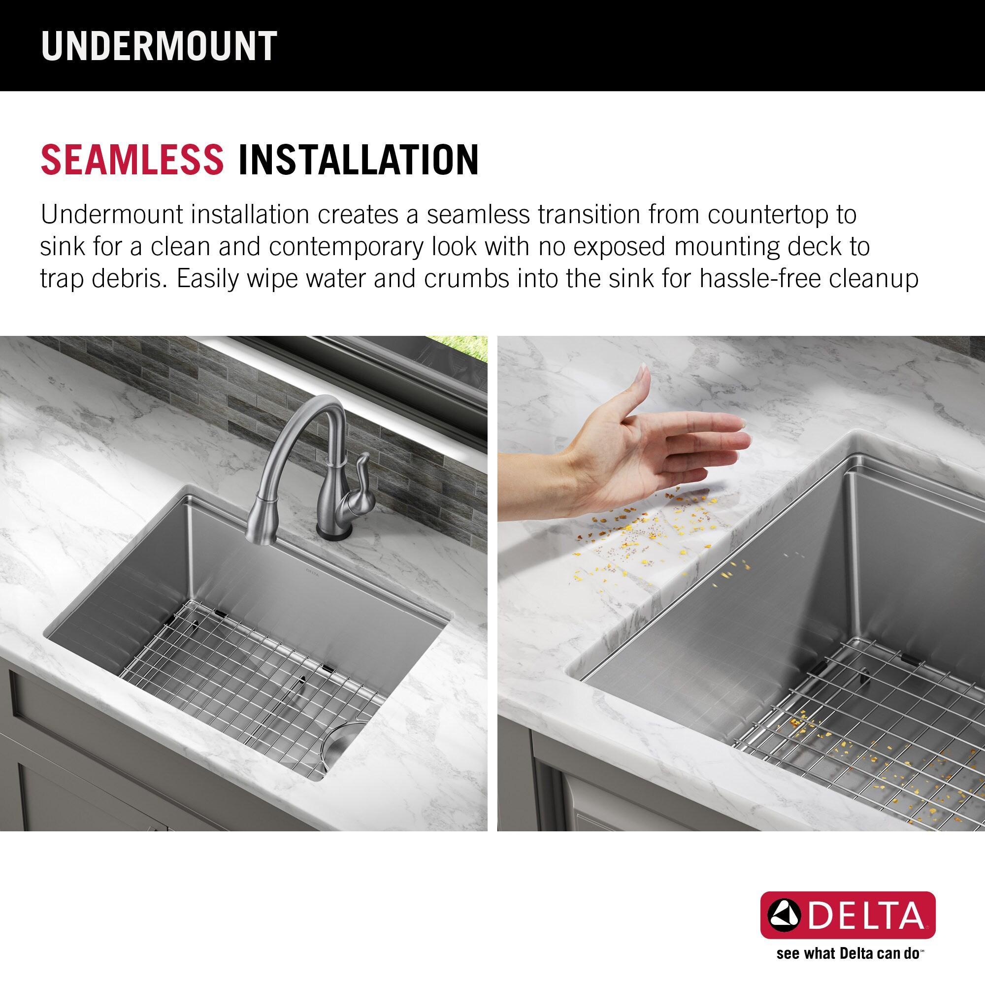 Delta Lorelai™ 23" L Workstation Kitchen Sink Undermount 16 Gauge Stainless Steel Single Bowl with WorkFlow™ Ledge