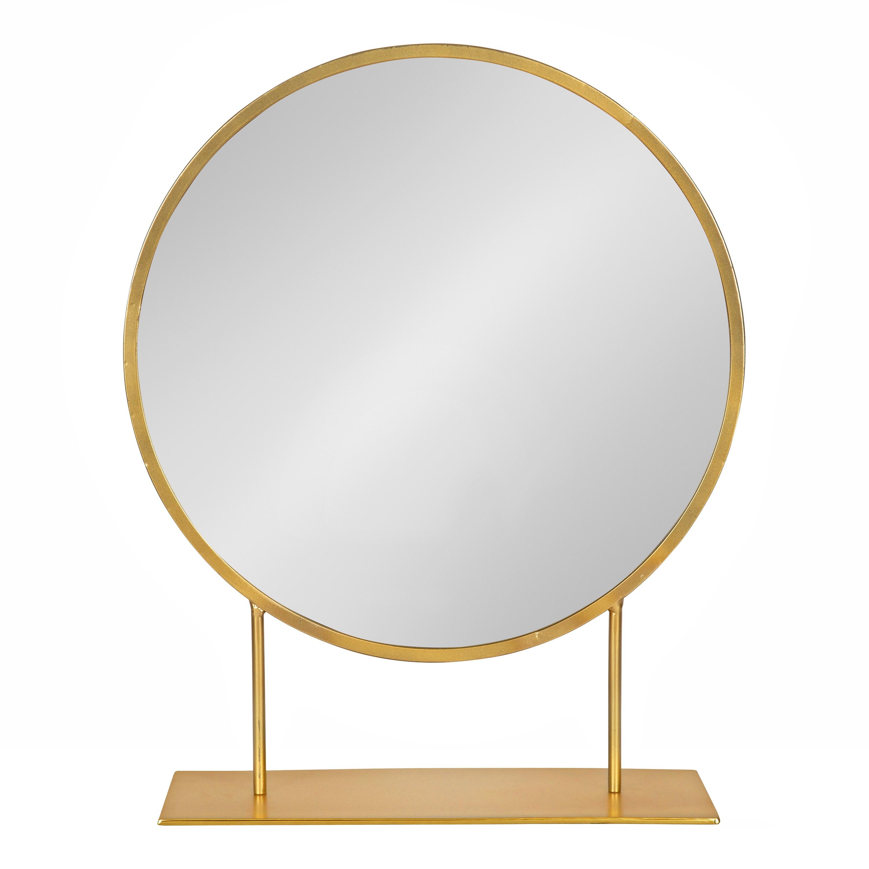 18" x 22" Rouen Round Wall Mirror Gold - Kate & Laurel All Things Decor: Freestanding, Metal Frame, Modern Decor