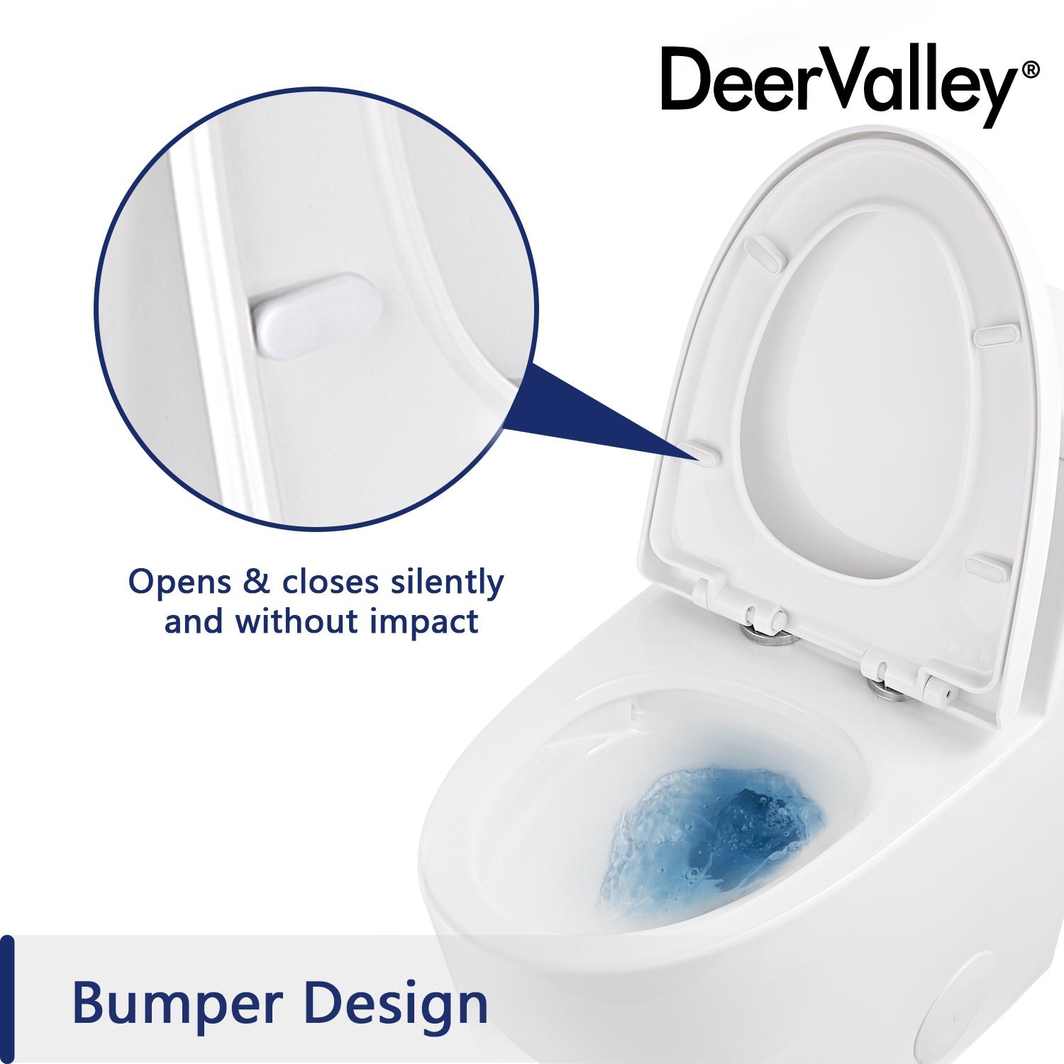 DeerValley Prism Dual-Flush Elongated One-Piece Toilet with Glazed Surface Lower Water Tank for Space Saving (Seat Included)