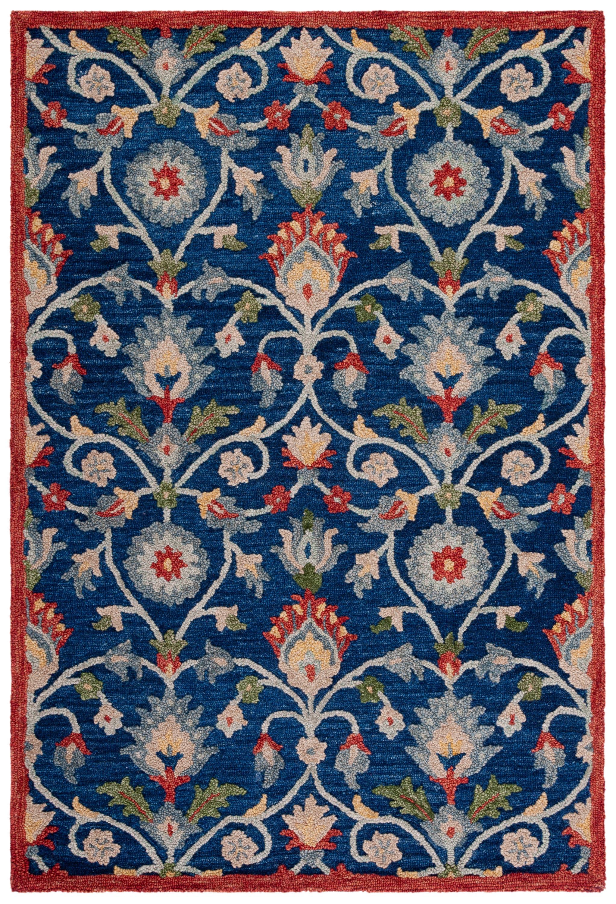 Blossom BLM562 Hand Tufted Area Rug - Blue/Rust - 5'x8' - Safavieh.