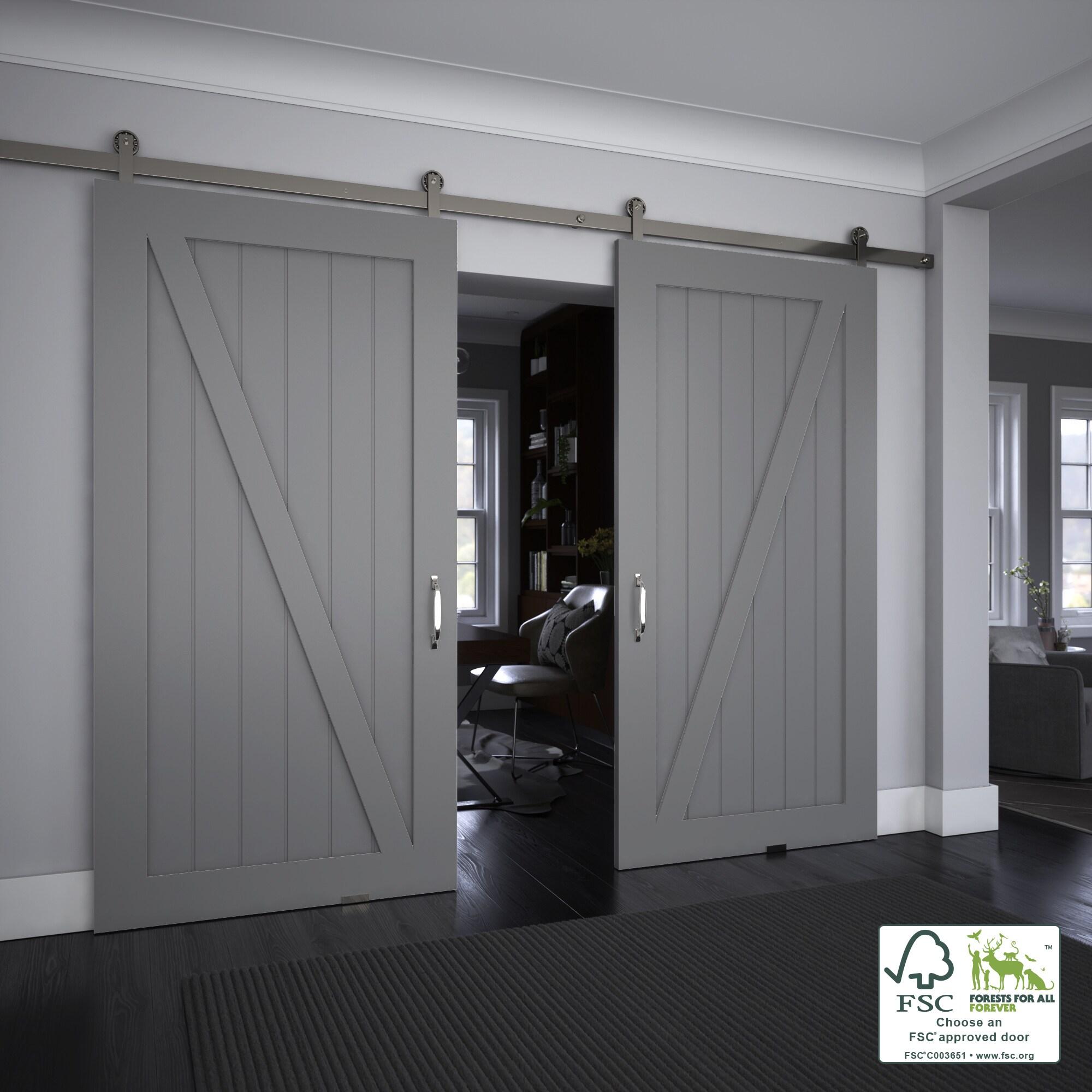 36 in. x 84 in. Z-Shape Solid Core Grey Finished Interior Barn Door Slab