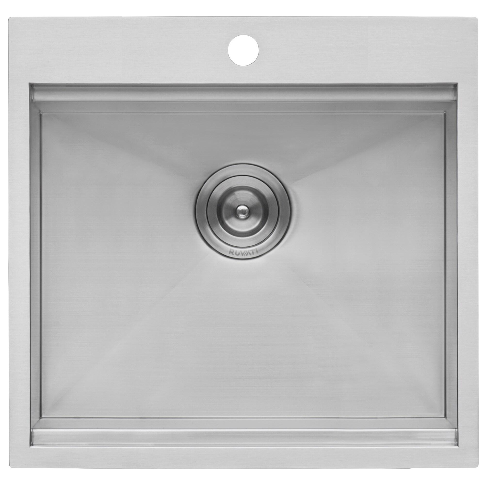 Ruvati 21 x 20 inch RV Workstation Drop-in Topmount Bar Prep Kitchen Sink 16 Gauge Stainless Steel