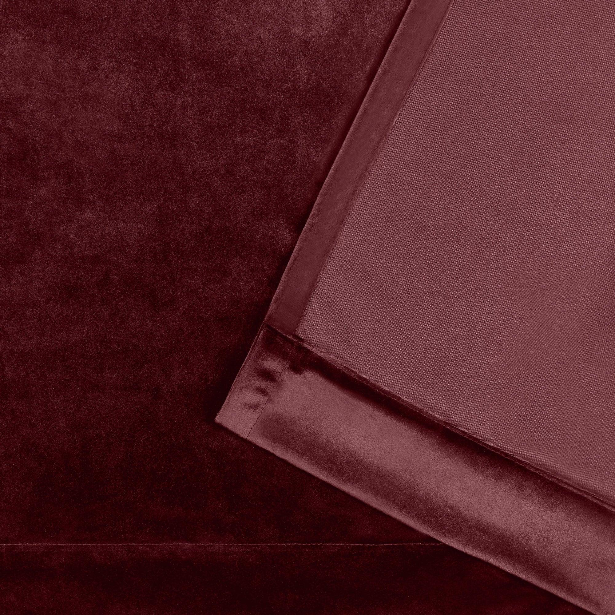Set of 2 96"x54" Velvet Heavyweight Grommet Top Window Curtain Panel Burgundy Red: Light Filtering, Polyester