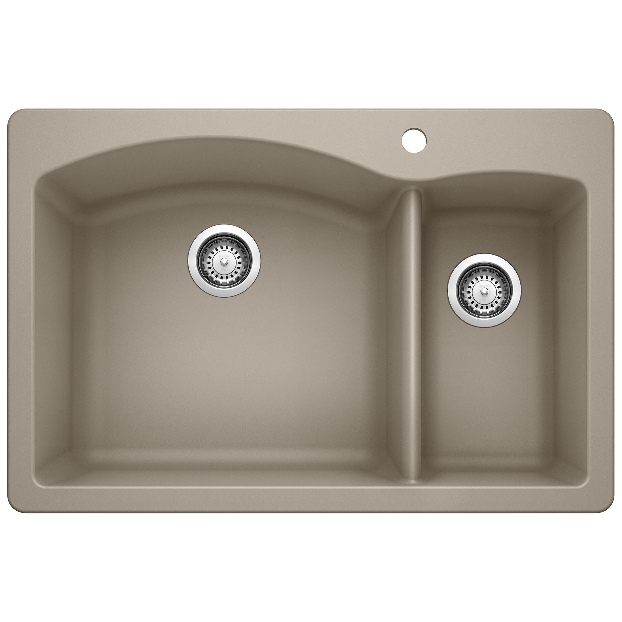 Diamond Silgranit 33" L x 22" W Double Basin Drop-In/Undermount Sink