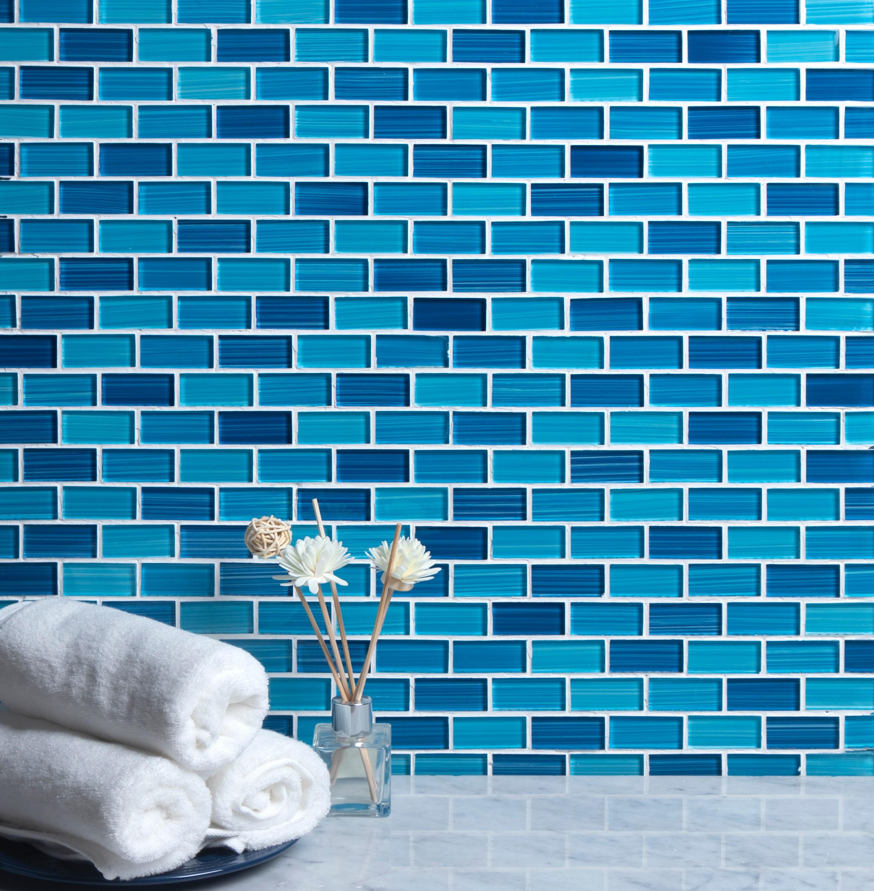 Swimming Pool Series 1" x 2" Straight Edge Glass Mosaic Tile
