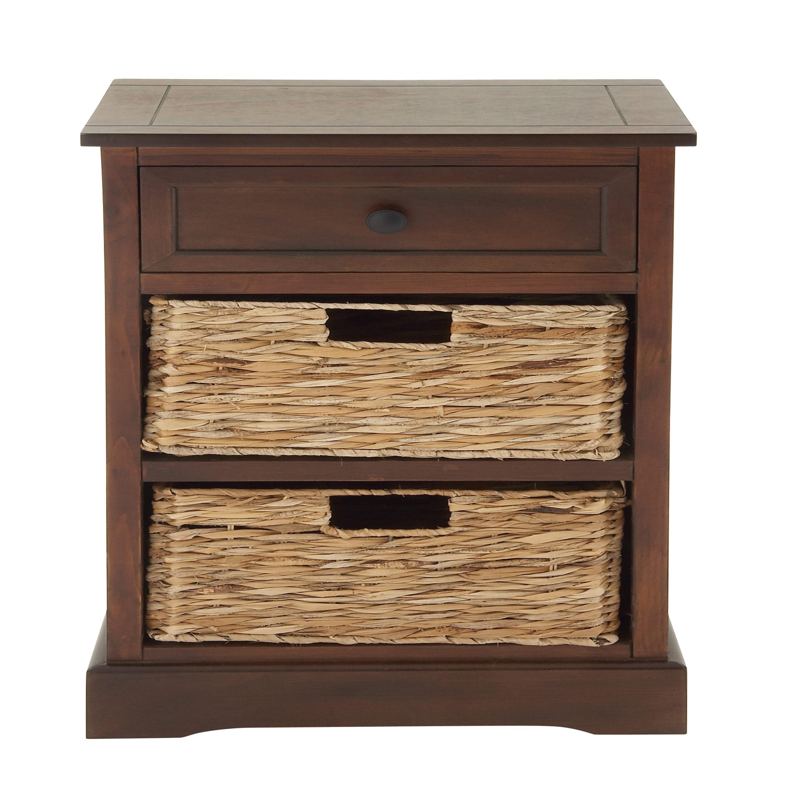 Wooden Side Chest with Wicker Drawers Brown - Olivia & May