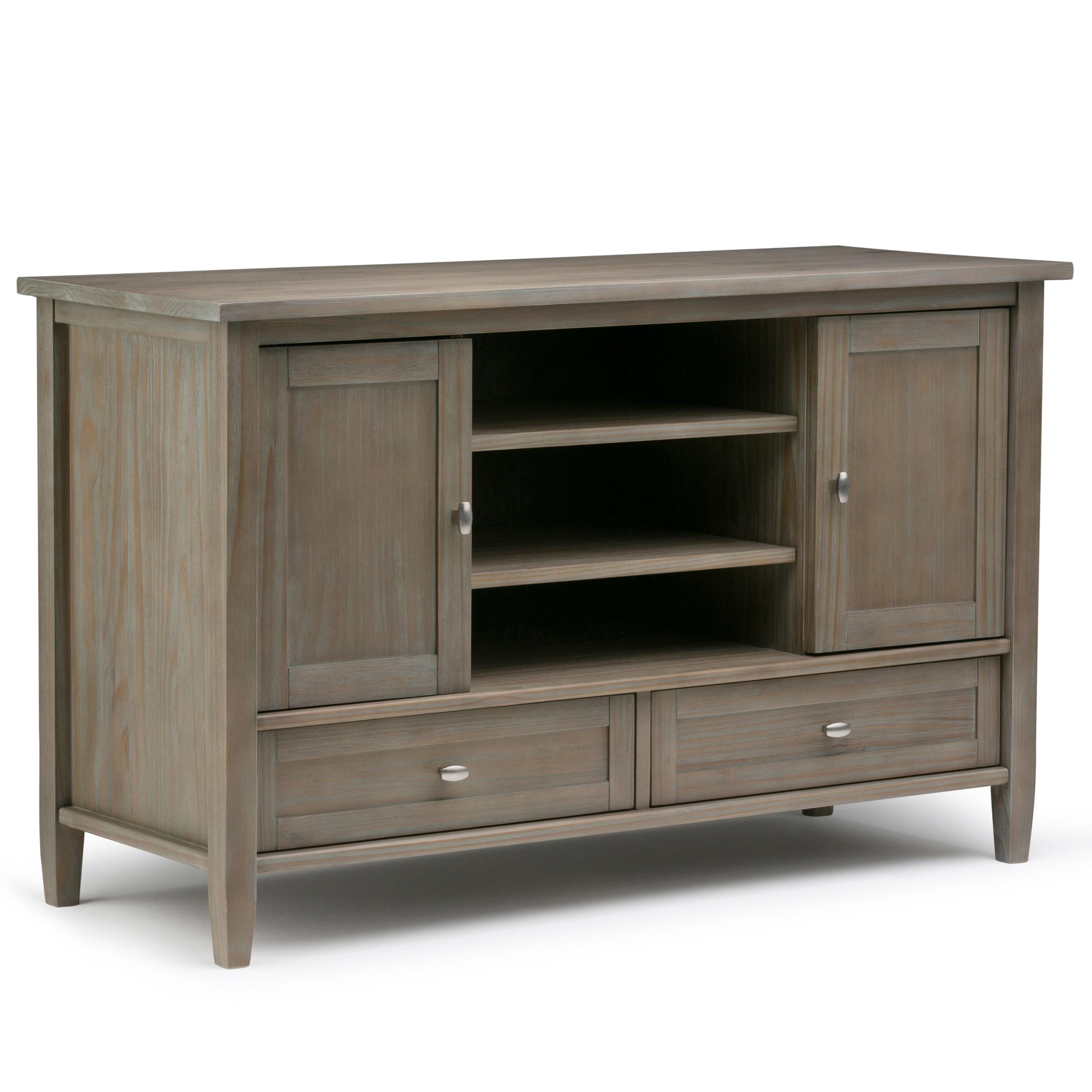 Simpli Home Warm Shaker 47"W Solid Wood TV Stand for TVs up to 55" with 2 Storage Cabinets and 2 Drawers