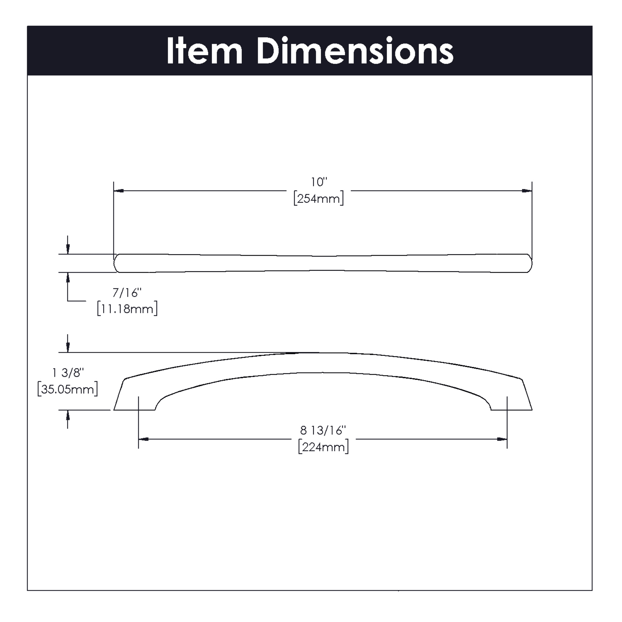 Greenwich Kitchen Cabinet Handles, Solid Core Drawer Pulls for Doors, 8-13/16" (224mm)