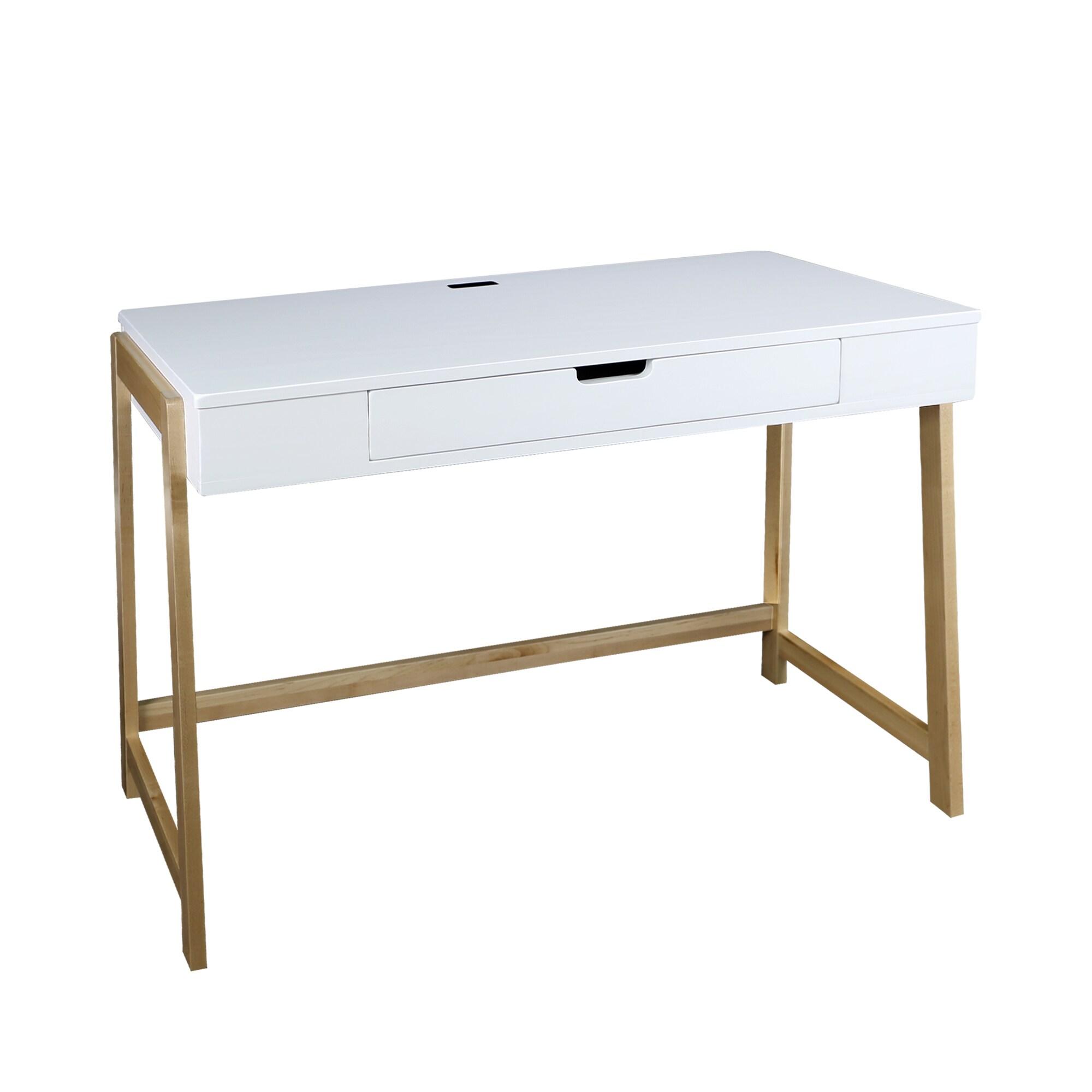 Indoor Furniture Neorustic Smart Desk With Usb Ports - Two-Tone (White,Natural)