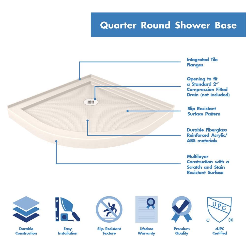 Prime 33" W x 33" D x 74.75" H Semi-Frameless Sliding Shower Enclosure with Base Included