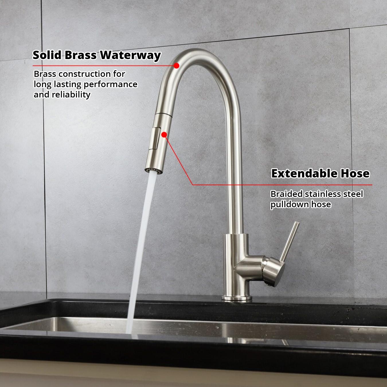 Olivi Brass Single-Handle Pull-Down Spray Kitchen Faucet