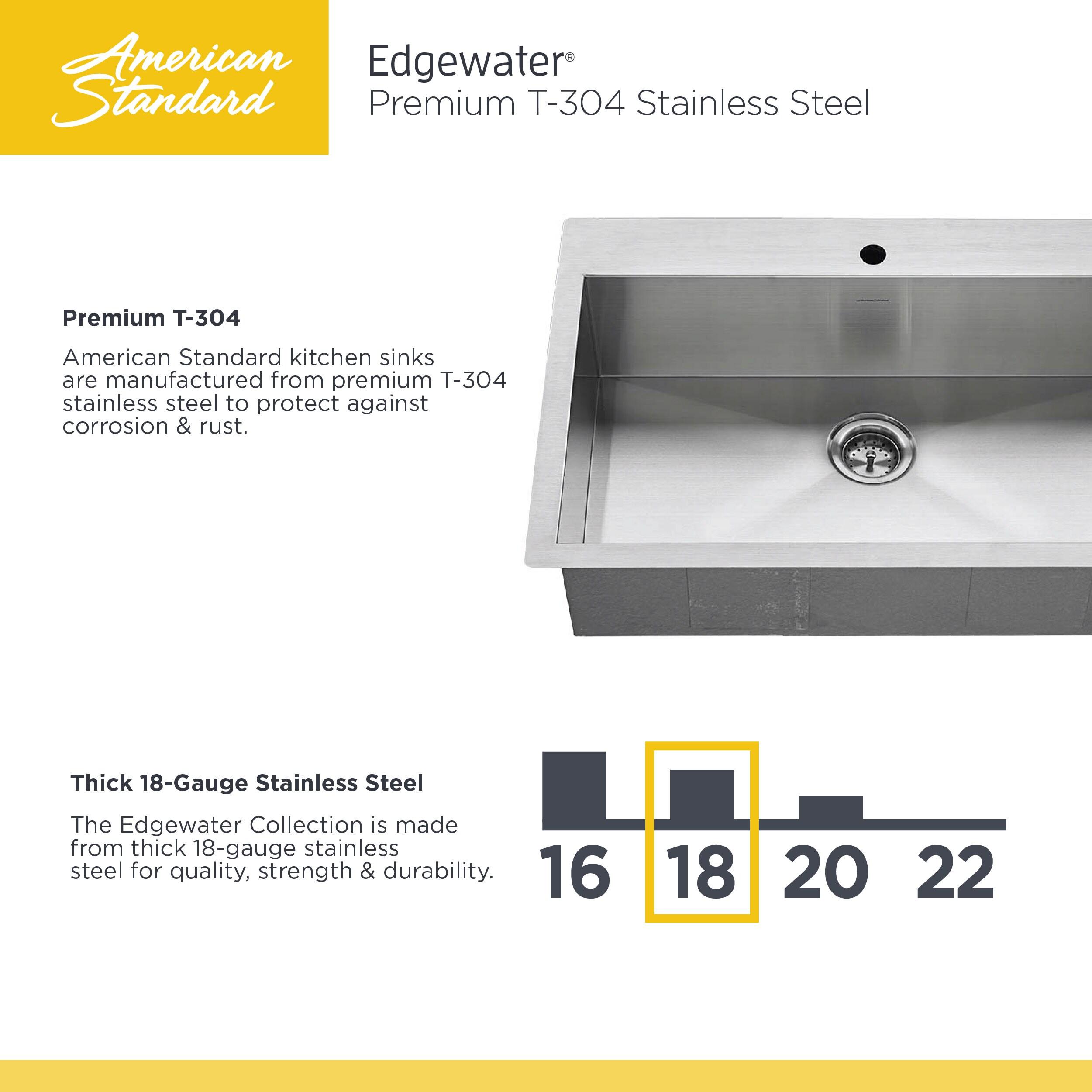 Edgewater 33'' L Drop-In Single Bowl Stainless Steel Kitchen Sink