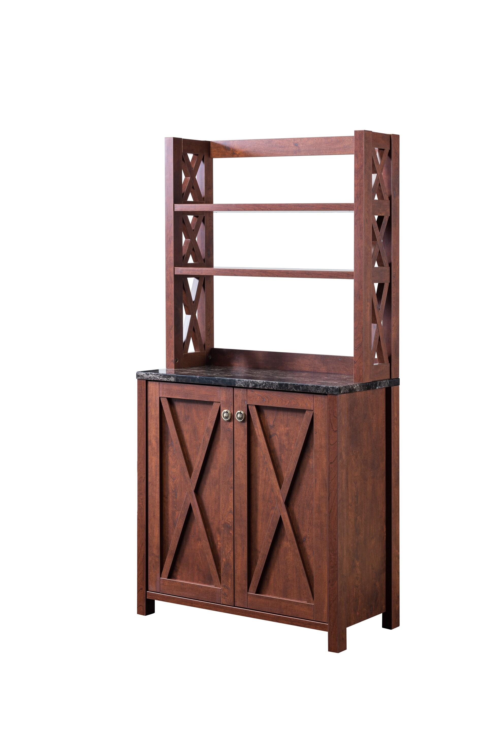 Furniture of America Schuetz Rustic Wood Multi-Storage Baker Rack in Walnut