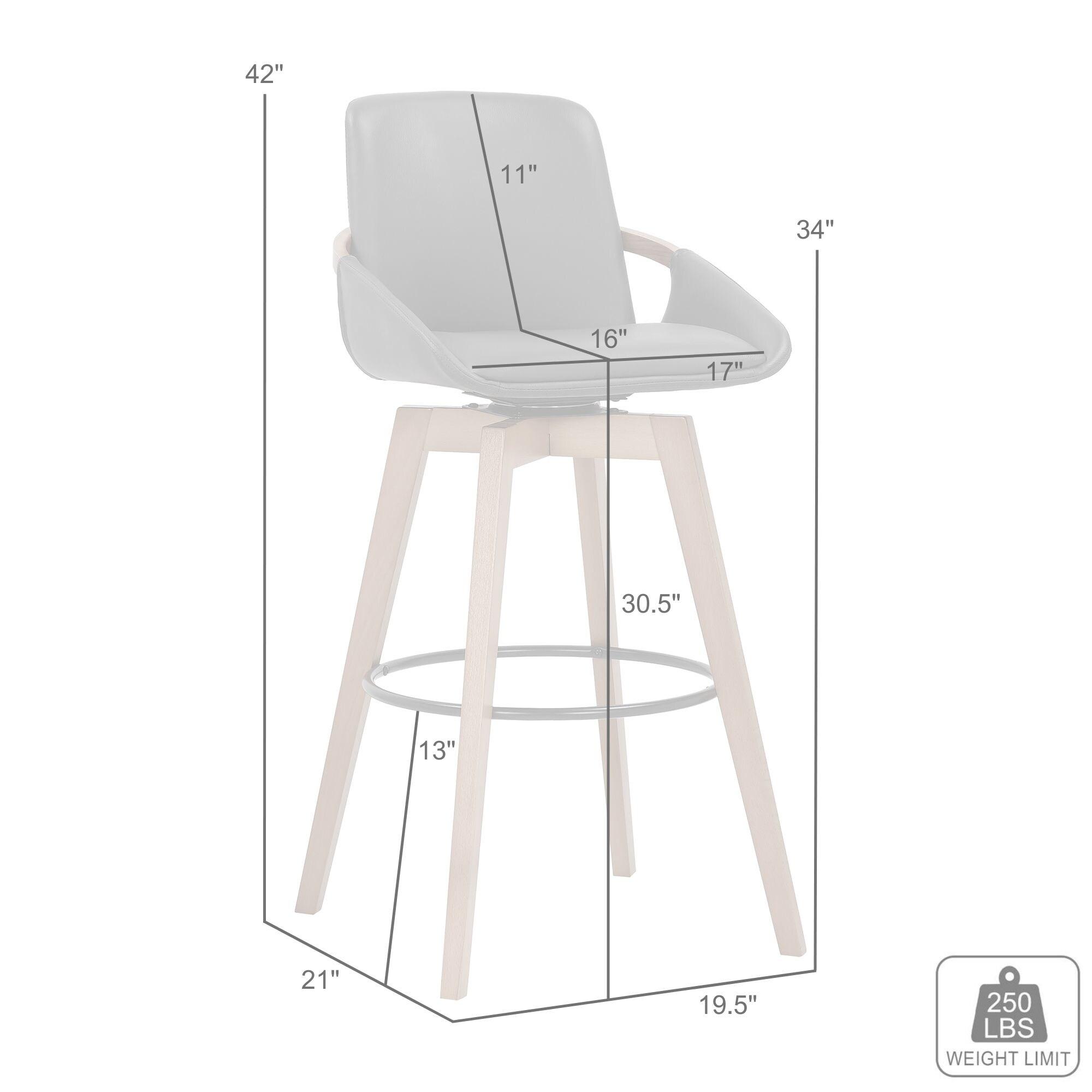 30" Baylor Faux Leather Wood Swivel Barstool Gray/Black - Armen Living