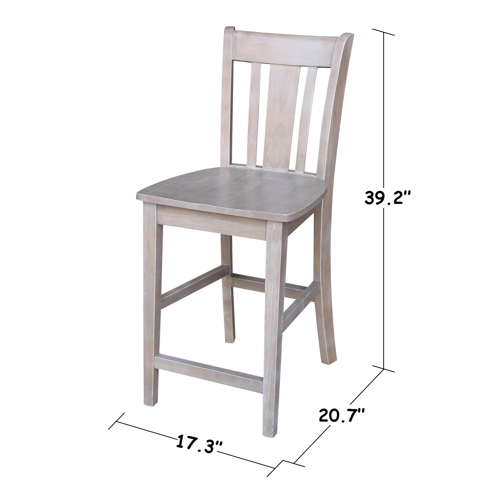 24" San Remo Counter Height Barstool Washed Gray Taupe - International Concepts: Solid Wood, No Assembly Required