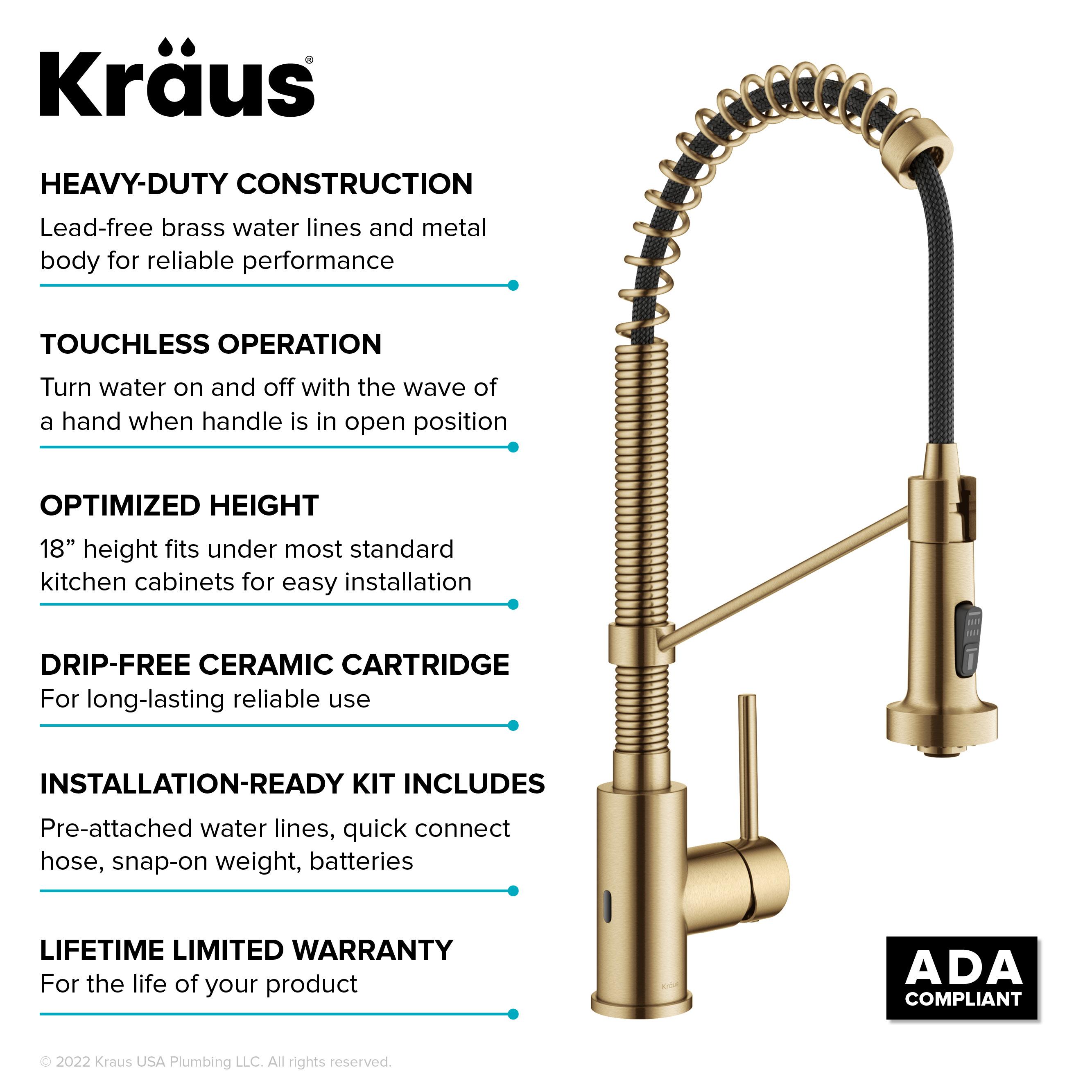 Kraus Bolden Touchless Sensor Commercial Style 2-Function Single Handle Pull-Down Kitchen Faucet