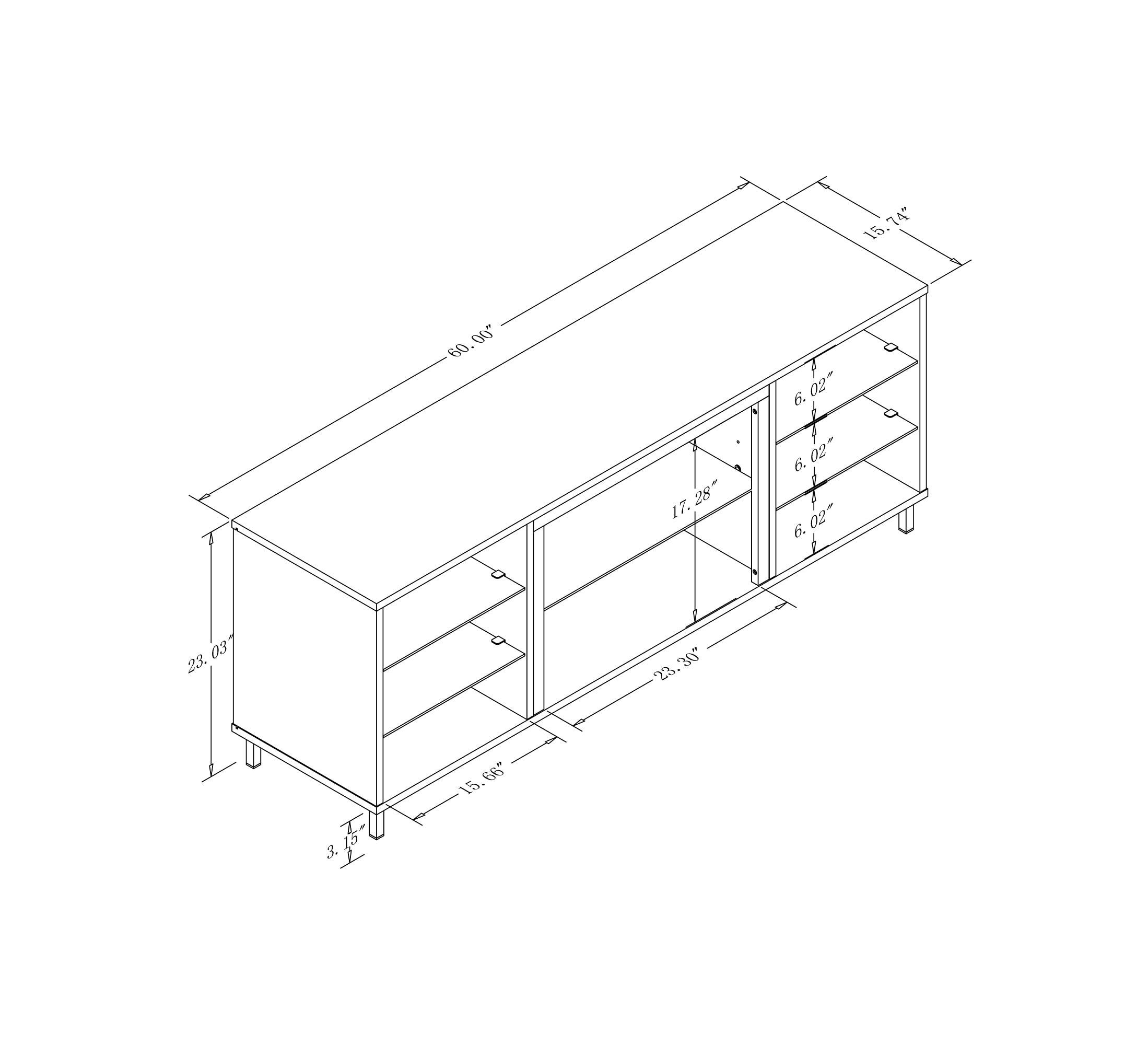 Brighton TV Stand for TVs up to 56" Beige - Manhattan Comfort: MDF Media Console with Cable Management