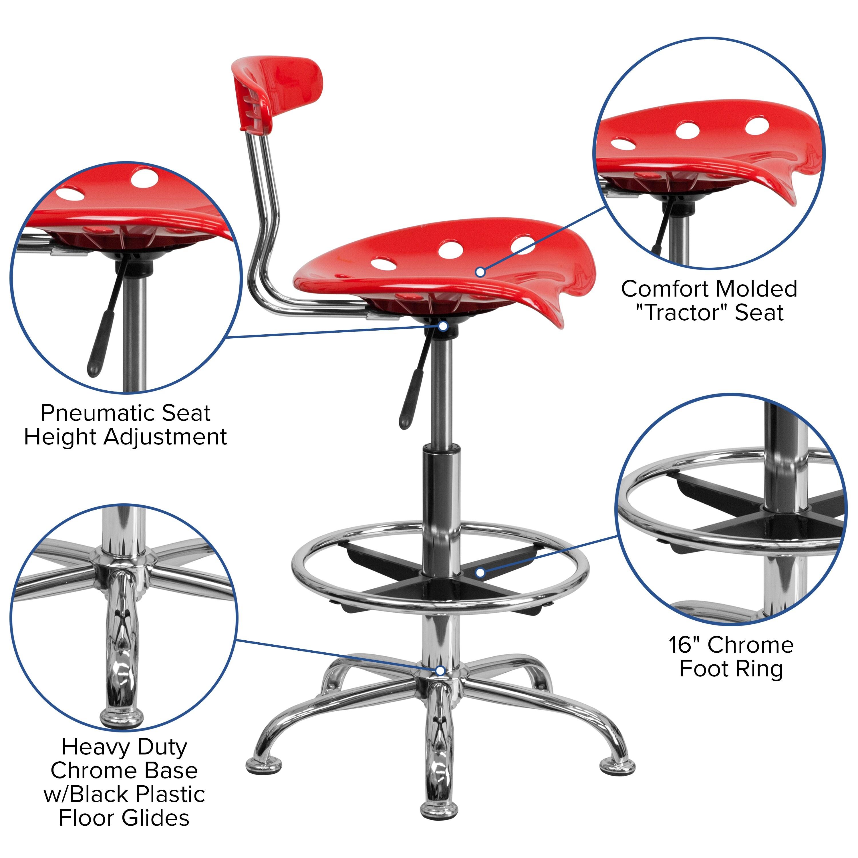 Monroe Vibrant Chrome Drafting Stool with Tractor Seat