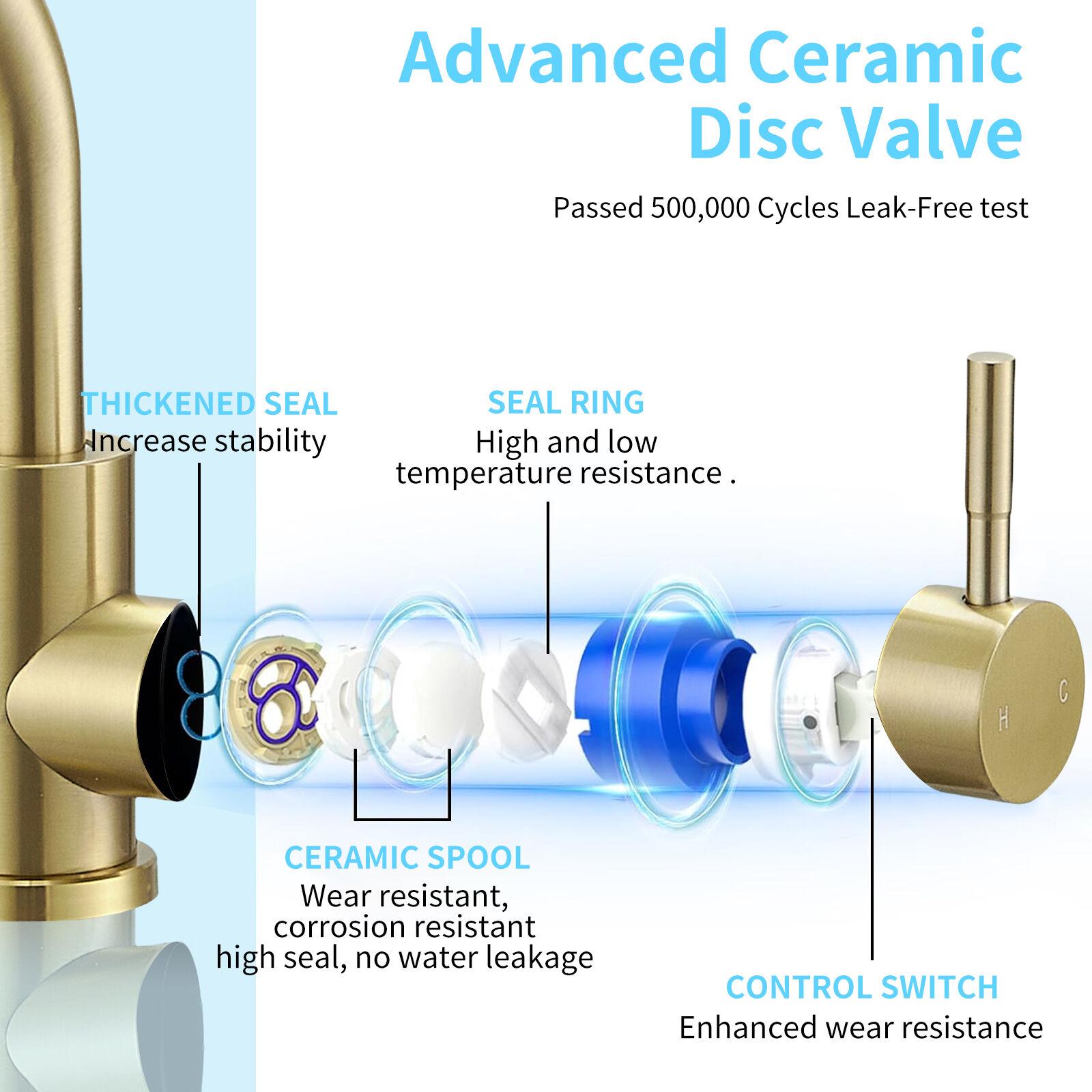 Brushed Gold Stainless Steel Single Handle Bathroom Faucet