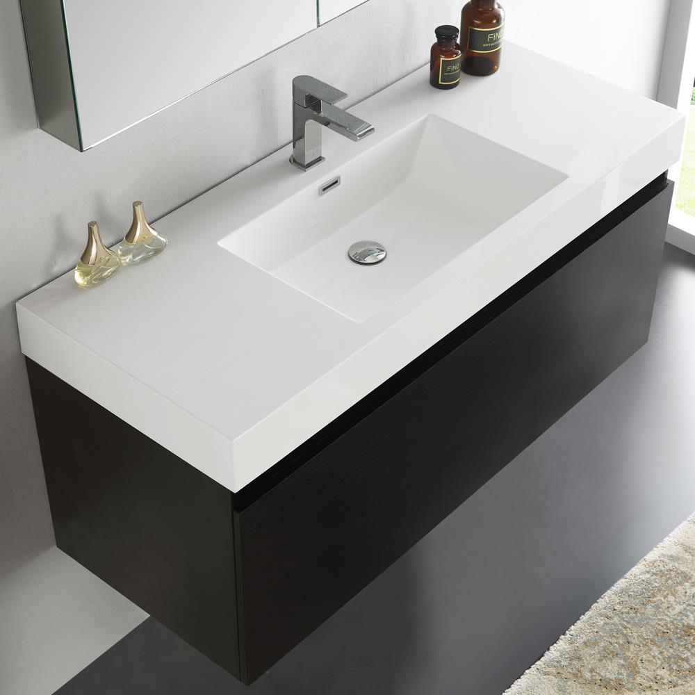Mezzo 48"Black Wall Hung Bathroom Vanity & Medicine Cabinet