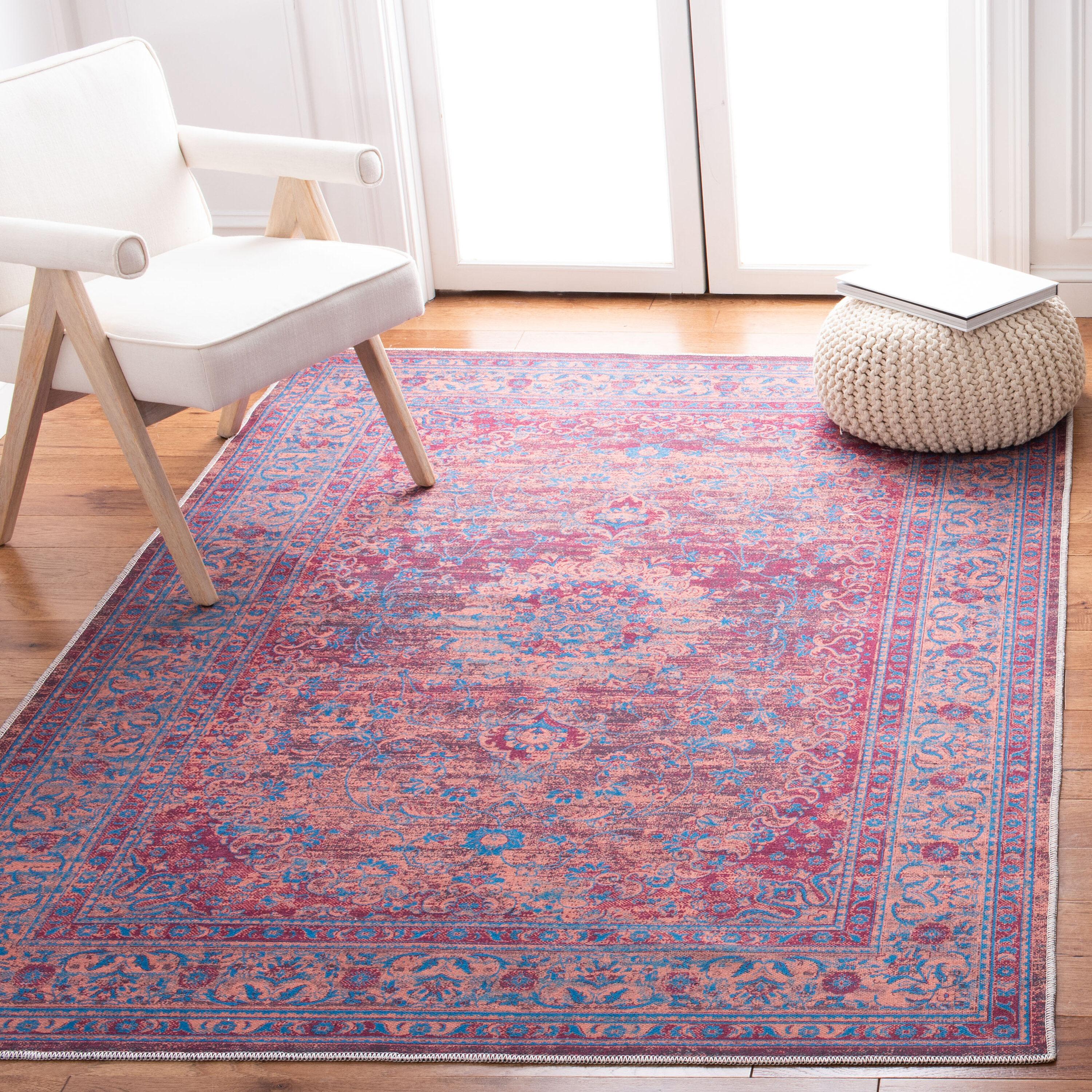 Serapi SEP550 Power Loomed Machine Washable Skid-Resistant Indoor Accent Rug - Gold/Blue - 4'x6' - Safavieh