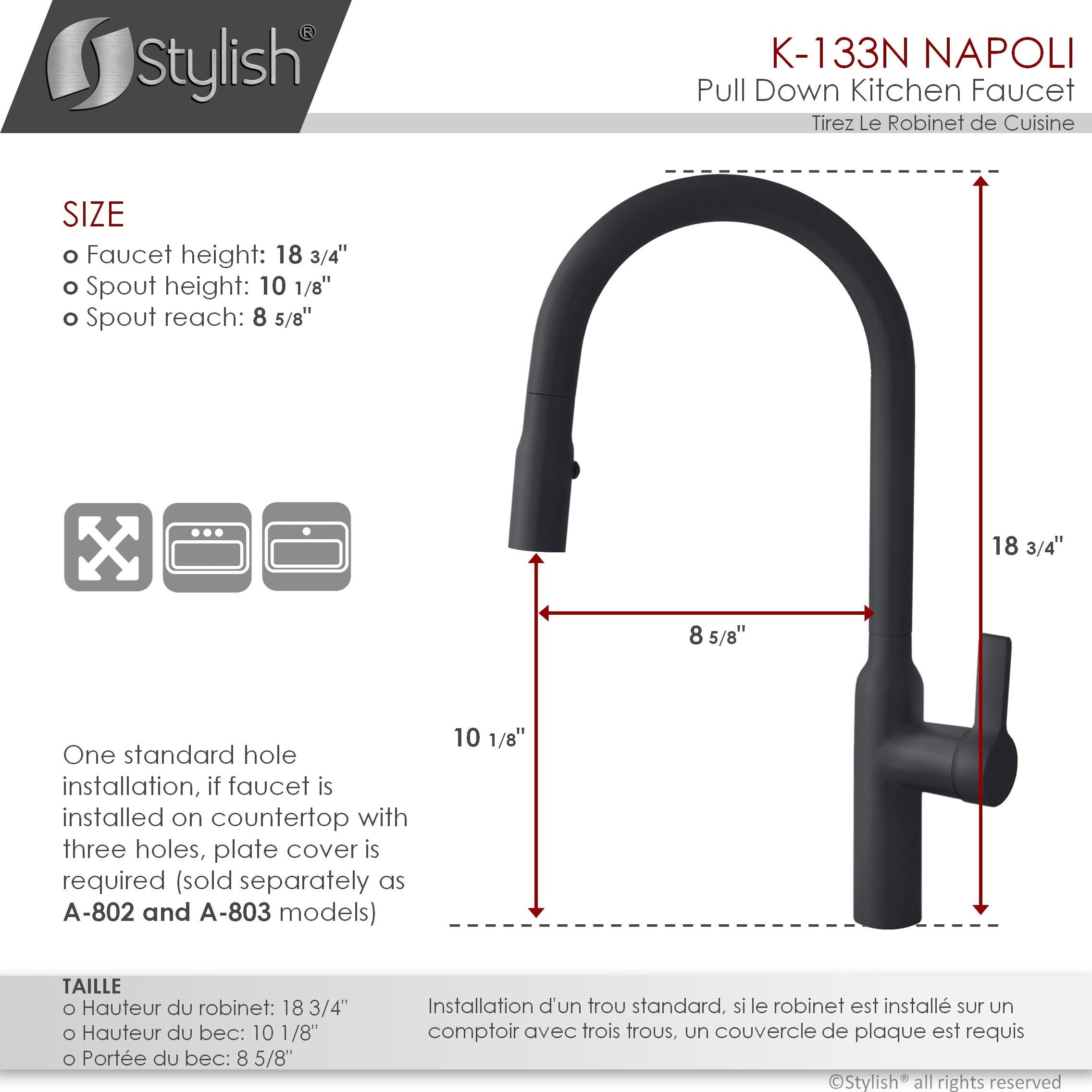 Modern Faucet Stylish Napoli One-Handle Stainless Steel Pull Down Kitchen Faucet