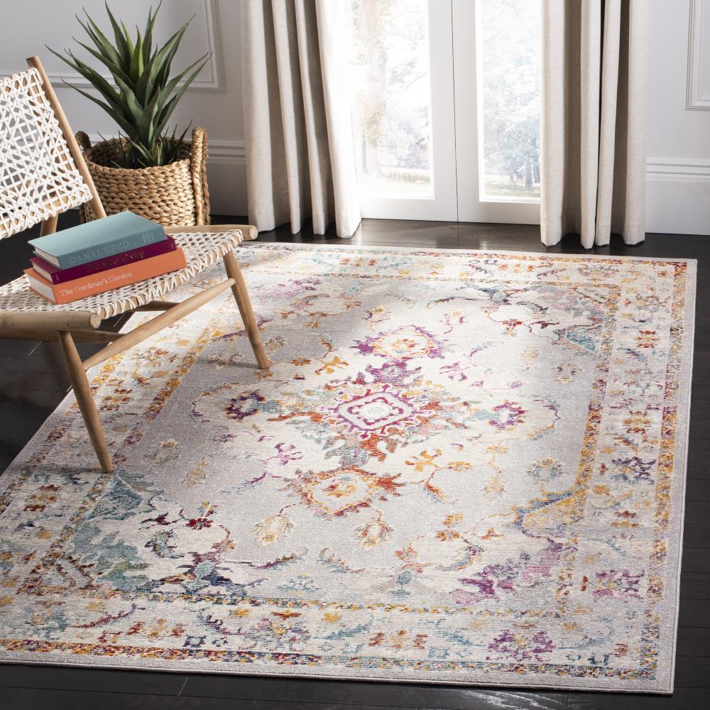 Crystal CRS521 Power Loomed Area Rug - Grey/Cream - 8'x10' - Safavieh.